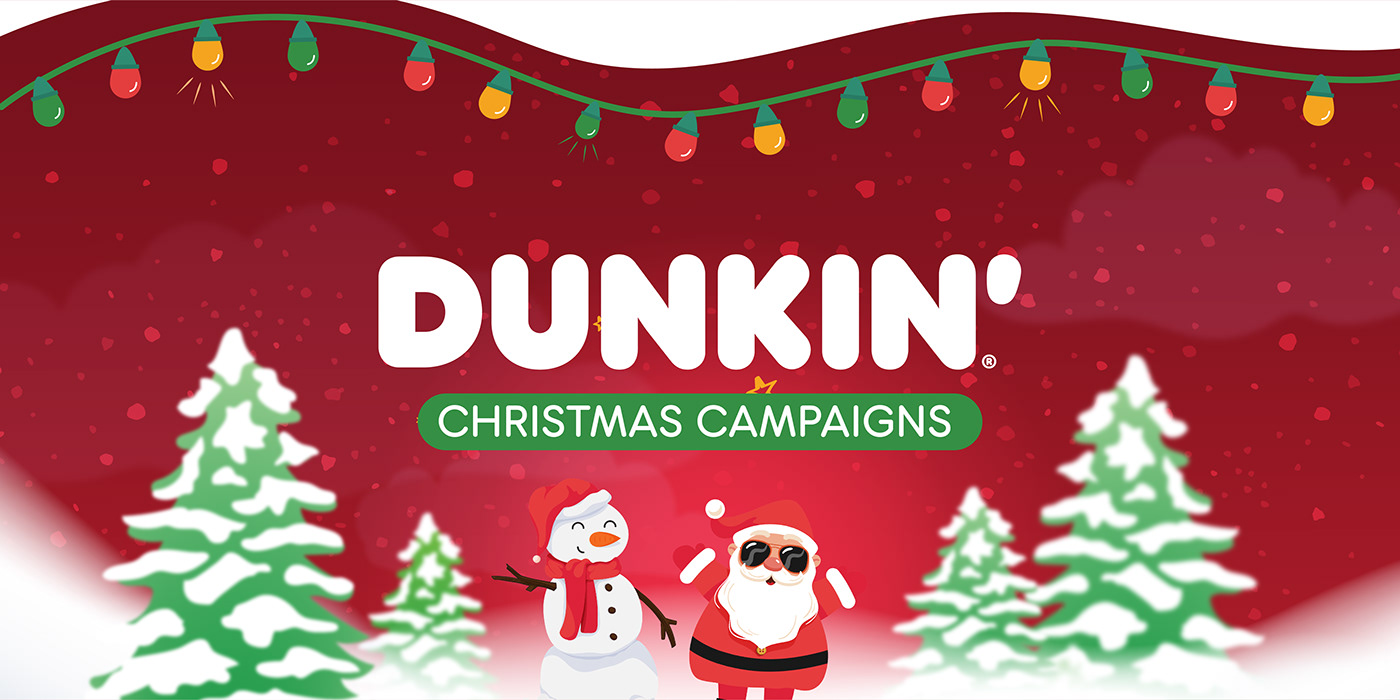 Dunkin Donuts Christmas ILLUSTRATION  Graphic Designer brand identity Coffee Donuts Packaging