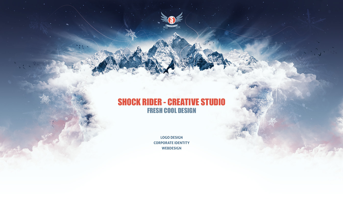 Retro identity logo crest shock rider creative studio Webdesign stationary fresh cool mountain snow heraldy photoshop