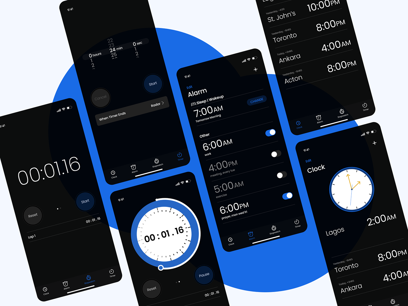 clock alarm stopwatch mobileapp Mobile app time