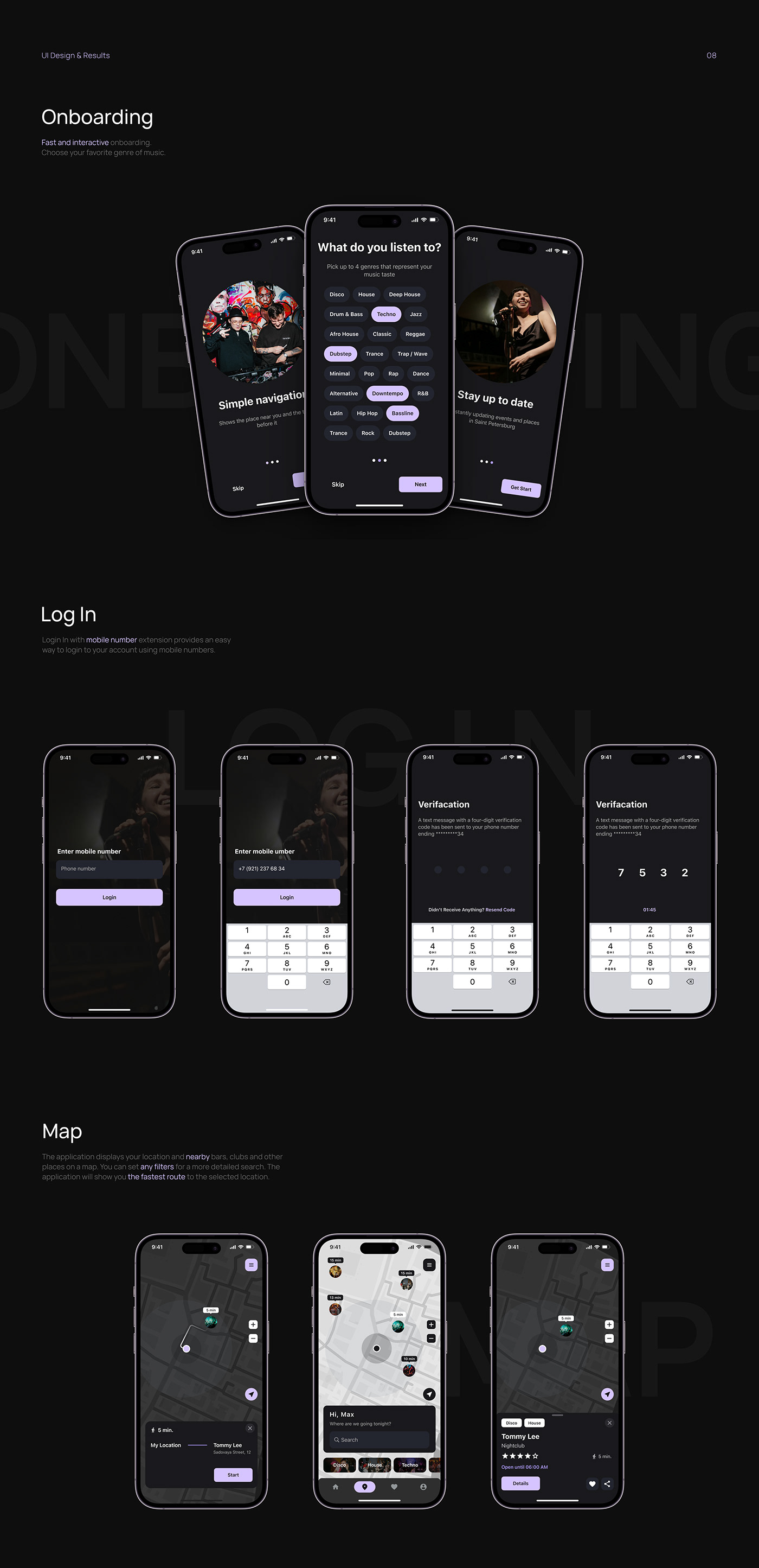 UI/UX Mobile app Figma ui design music graphic design  map navigation ux design