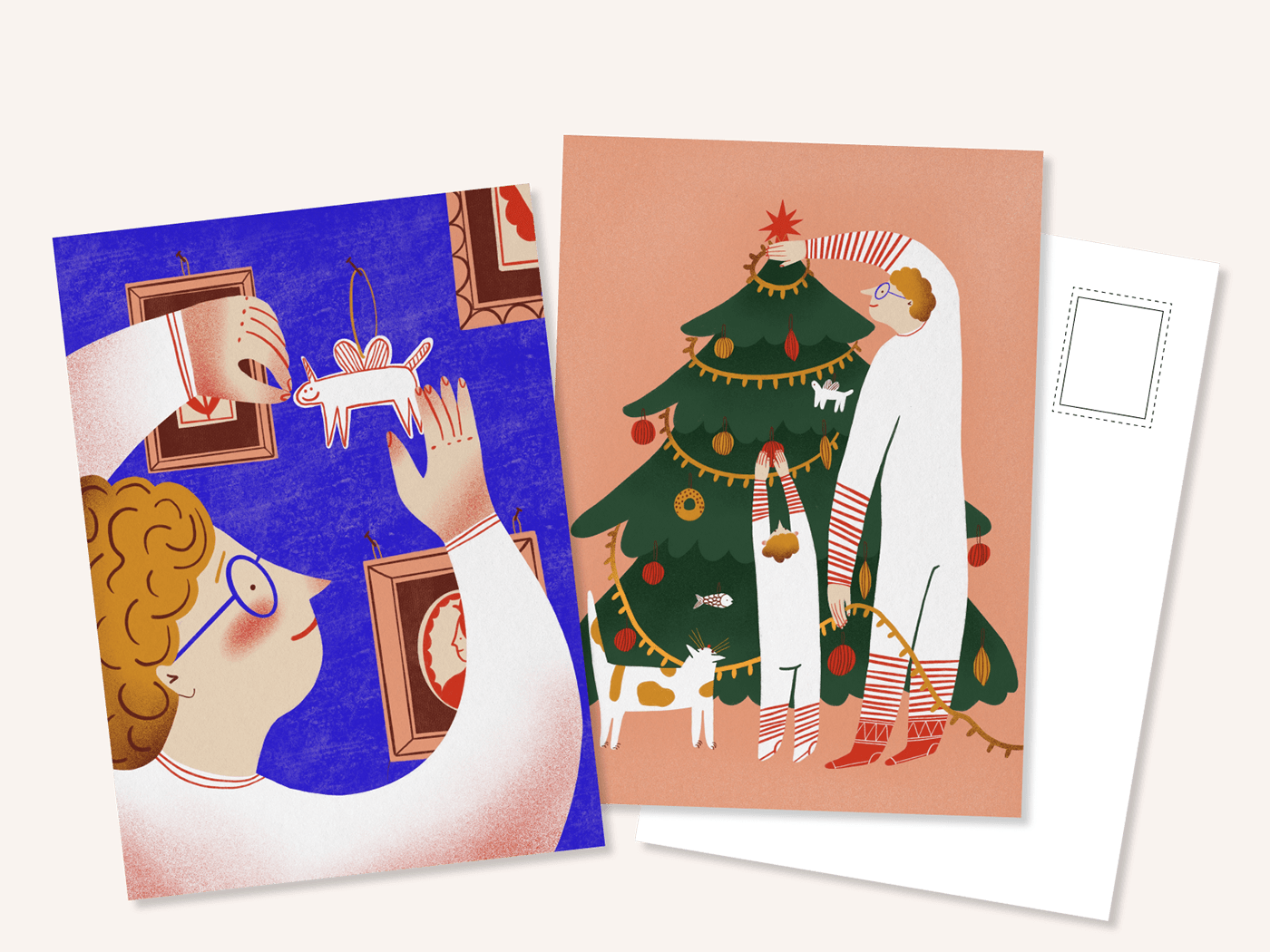 Character design  Christmas digital illustration Drawing  ILLUSTRATION  new year postcard design postcards snow winter