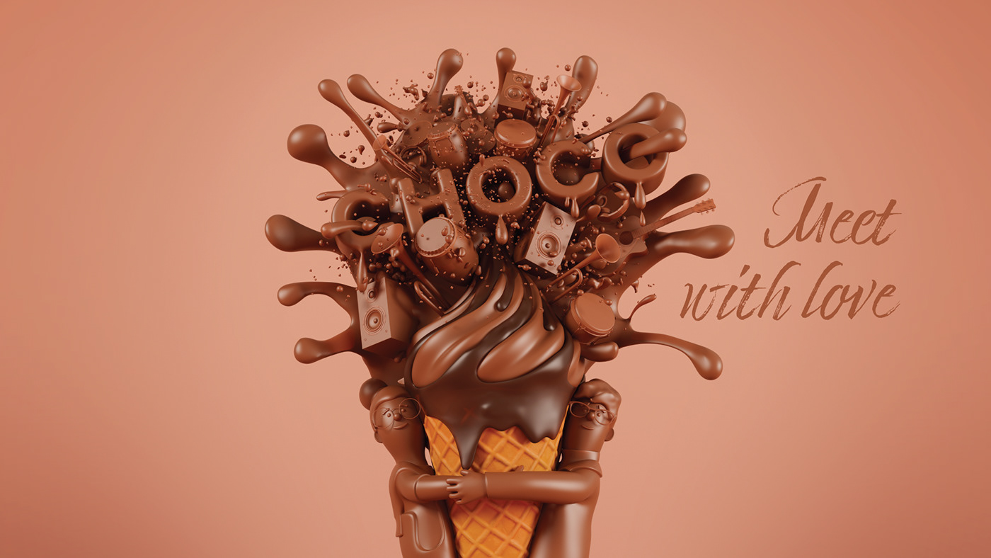 3D ads Advertising  art direction  campaign CGI chocolate concept ice cream visual