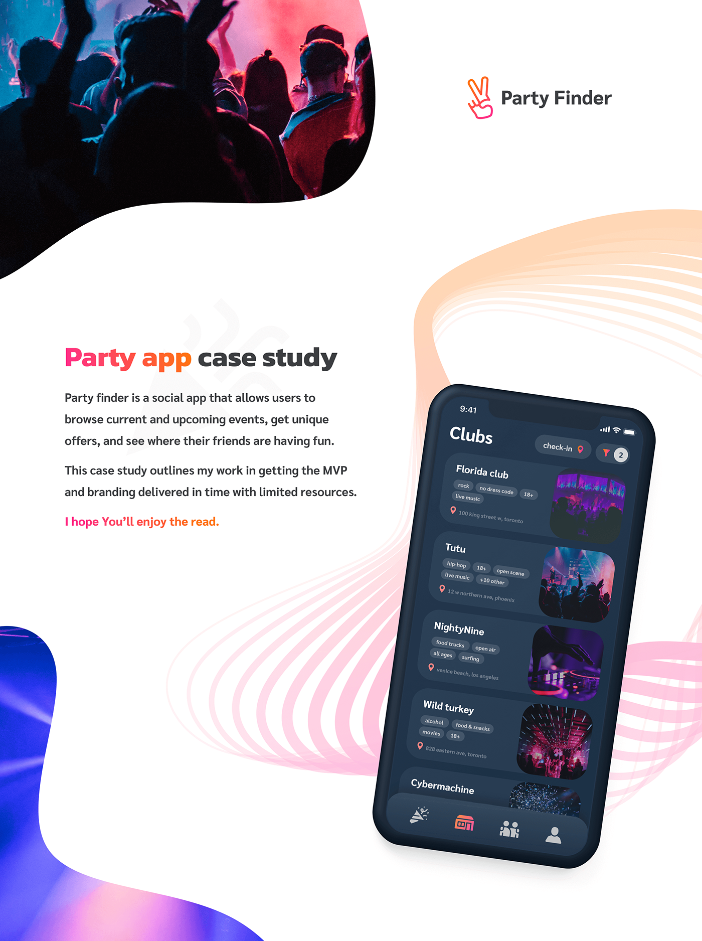 application Case Study dark mode Figma ios Mobile app party process ui design UI/UX