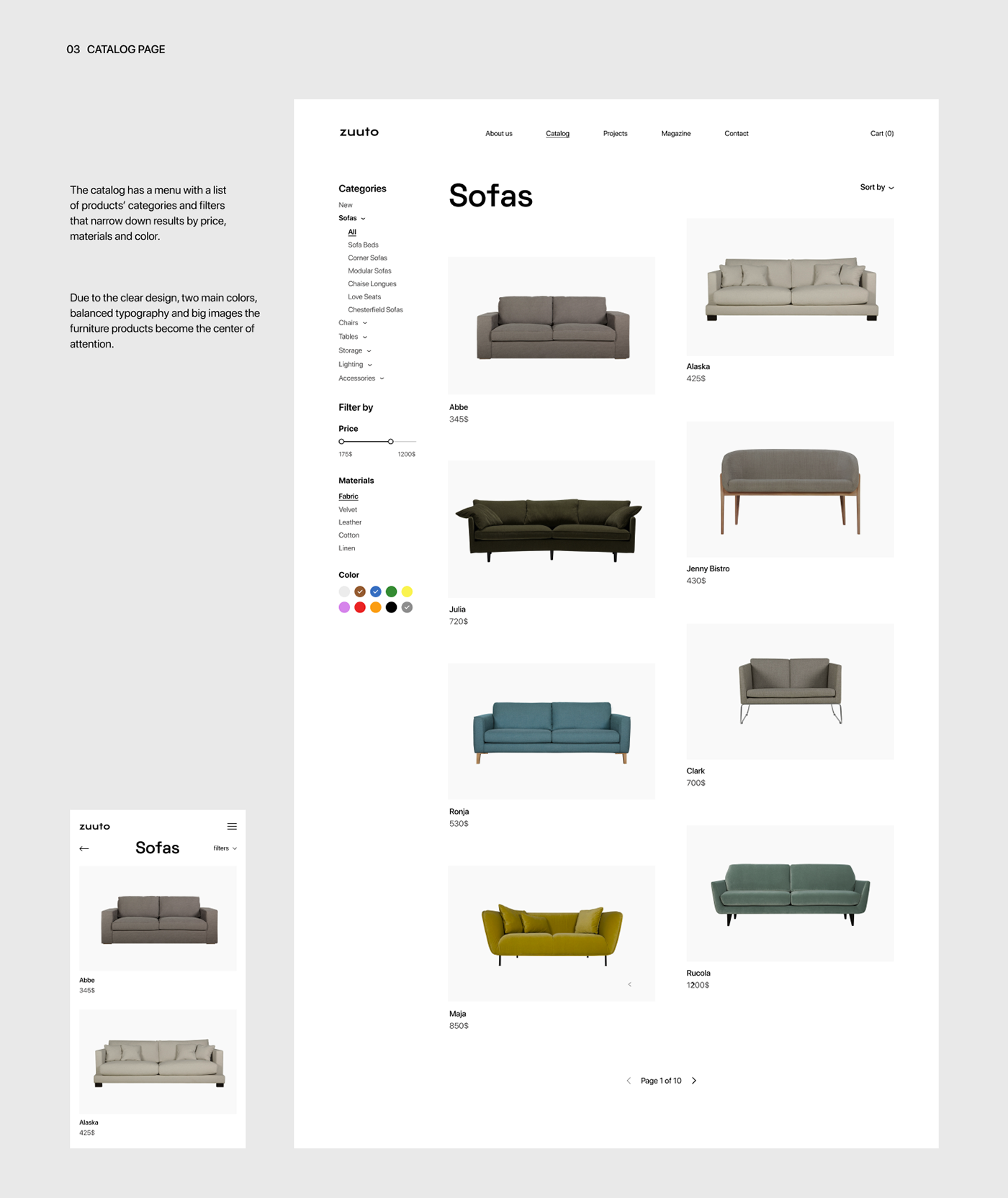 decor furniture Interior Minimalism online store Responsive UI ux Web