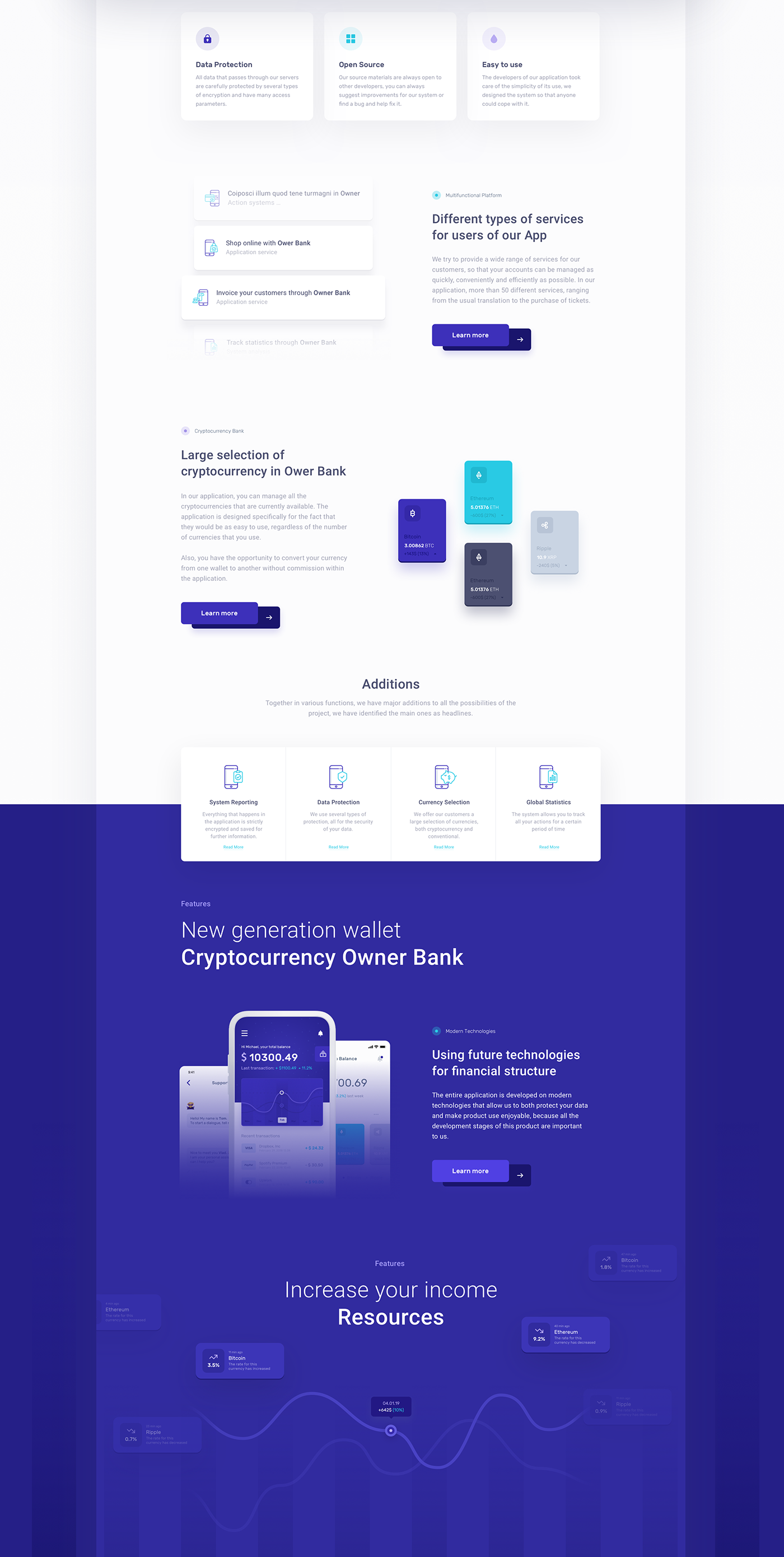 app UI ux banking ios animation  cryptocurrency bitcoin product landing page