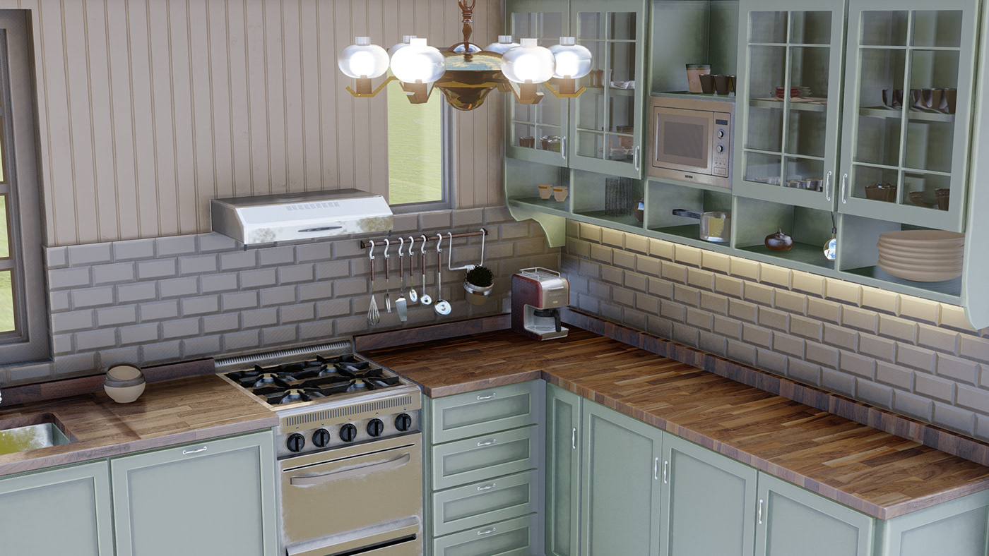 1920s architecture design desing kitchen home Interior interior decor interior design  Kitchen Appliance Render