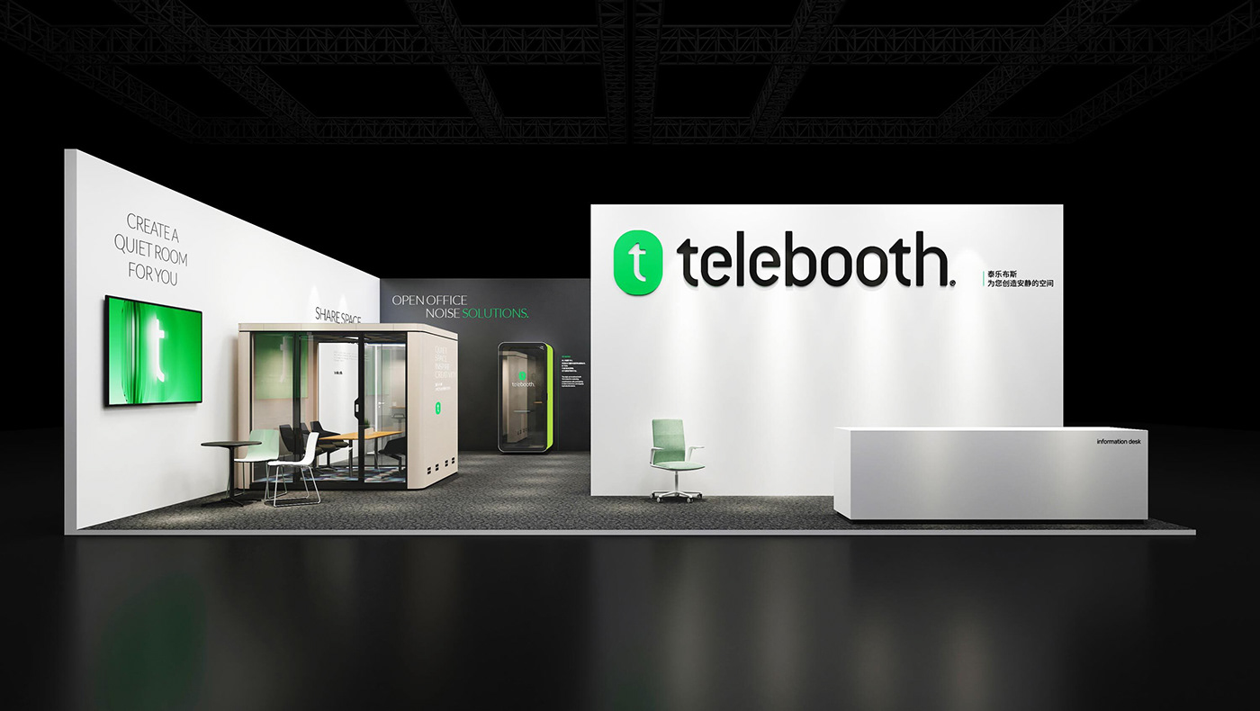 brand identity c4d identity Logo Design Office phone booth rendering telebooth visual identity