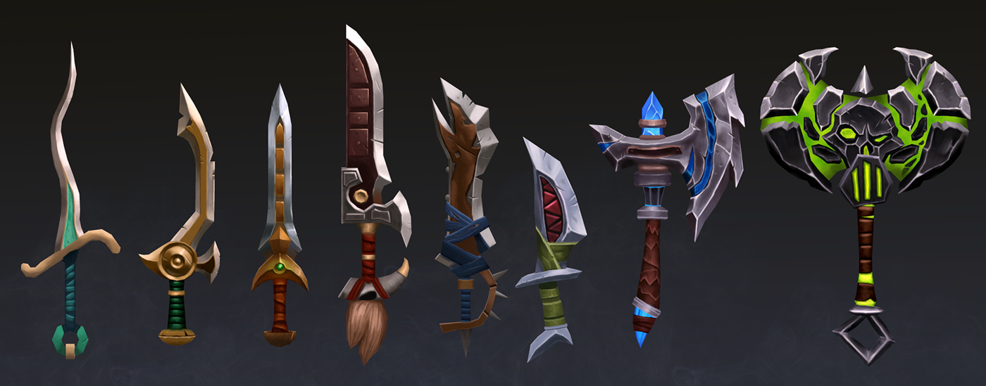 axe Sword hand Painted weapons LOW poly sketchfab