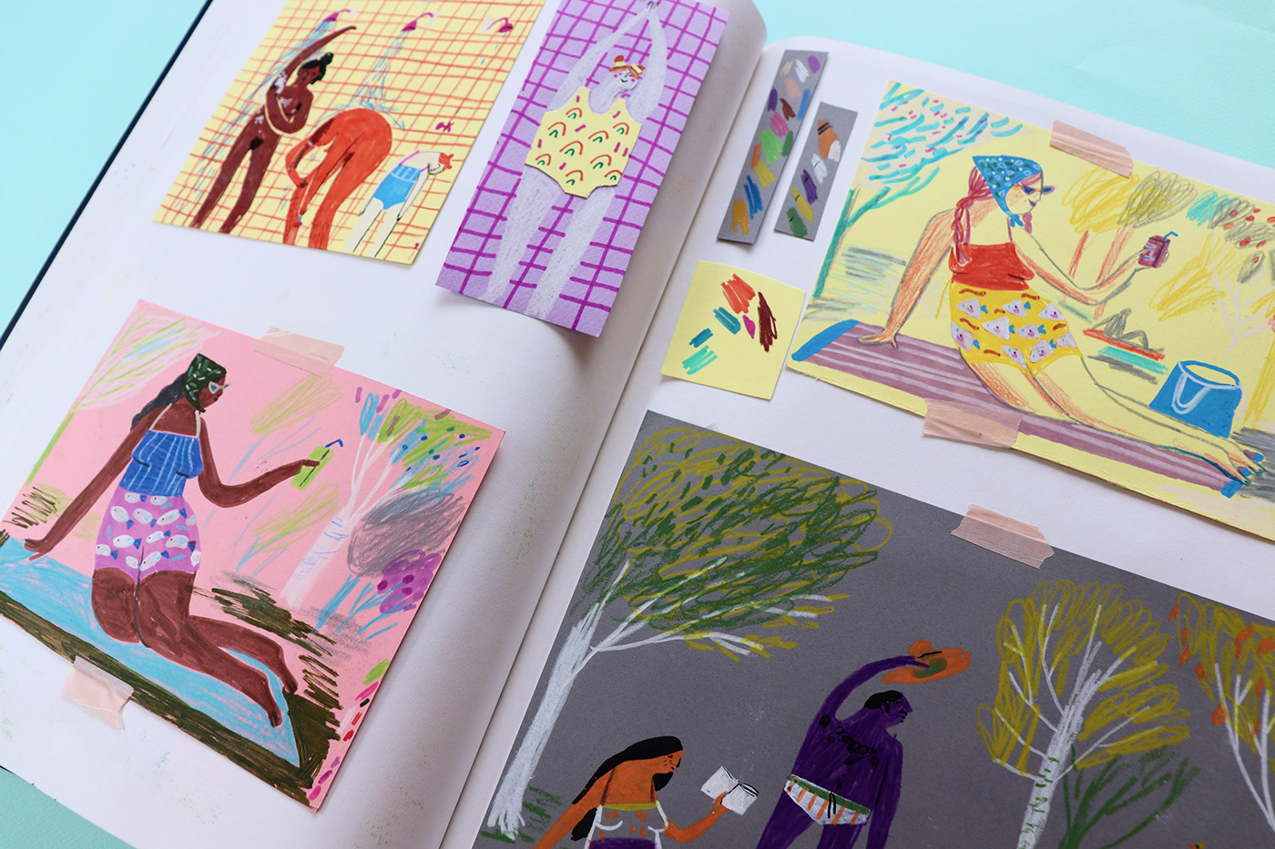 children illustration childrens book crayon picturebook process sketchbook summer swimming pool