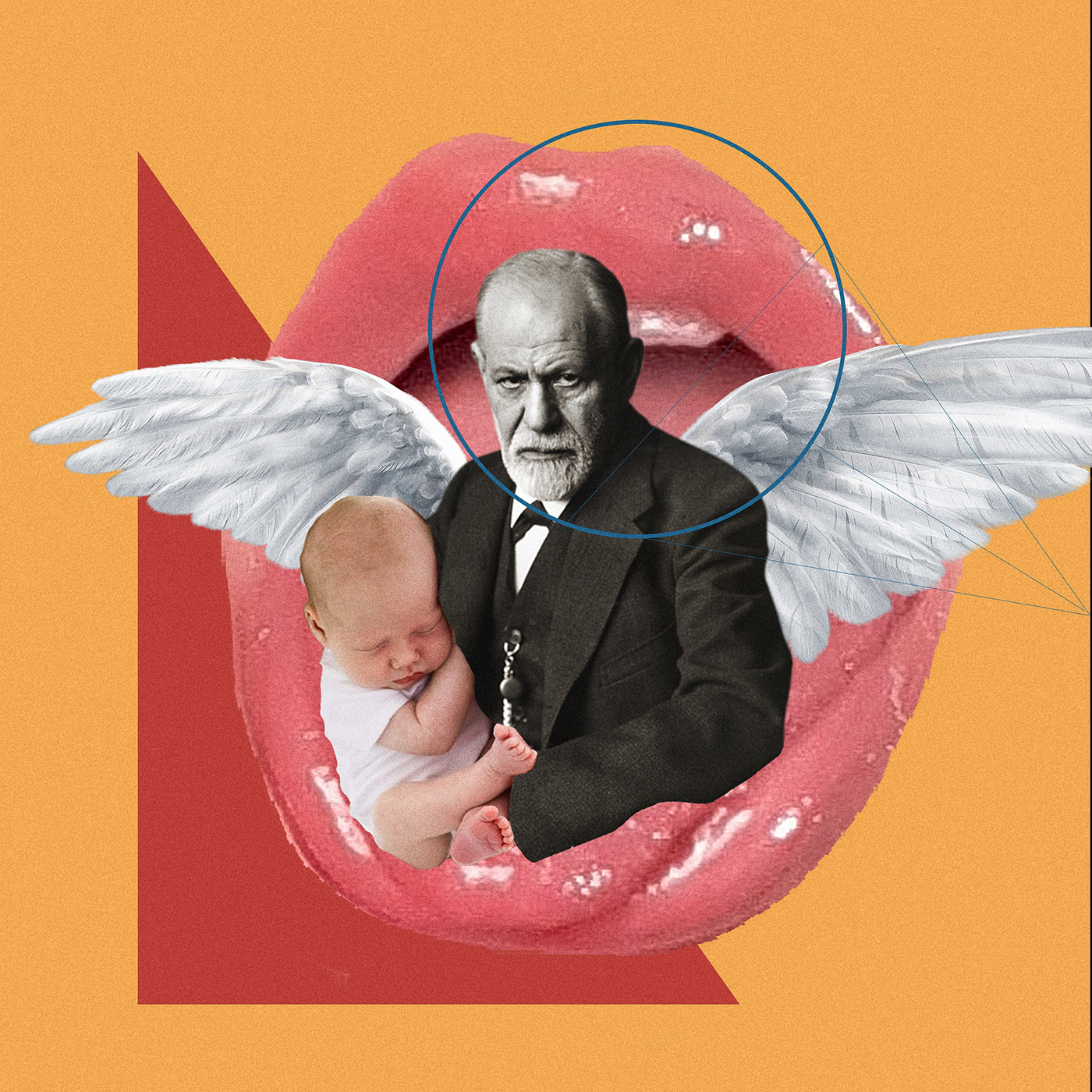 baby digital collage art Freudian slip  geometric lips oral psychoanalysis psychology Sigmund Freud wings