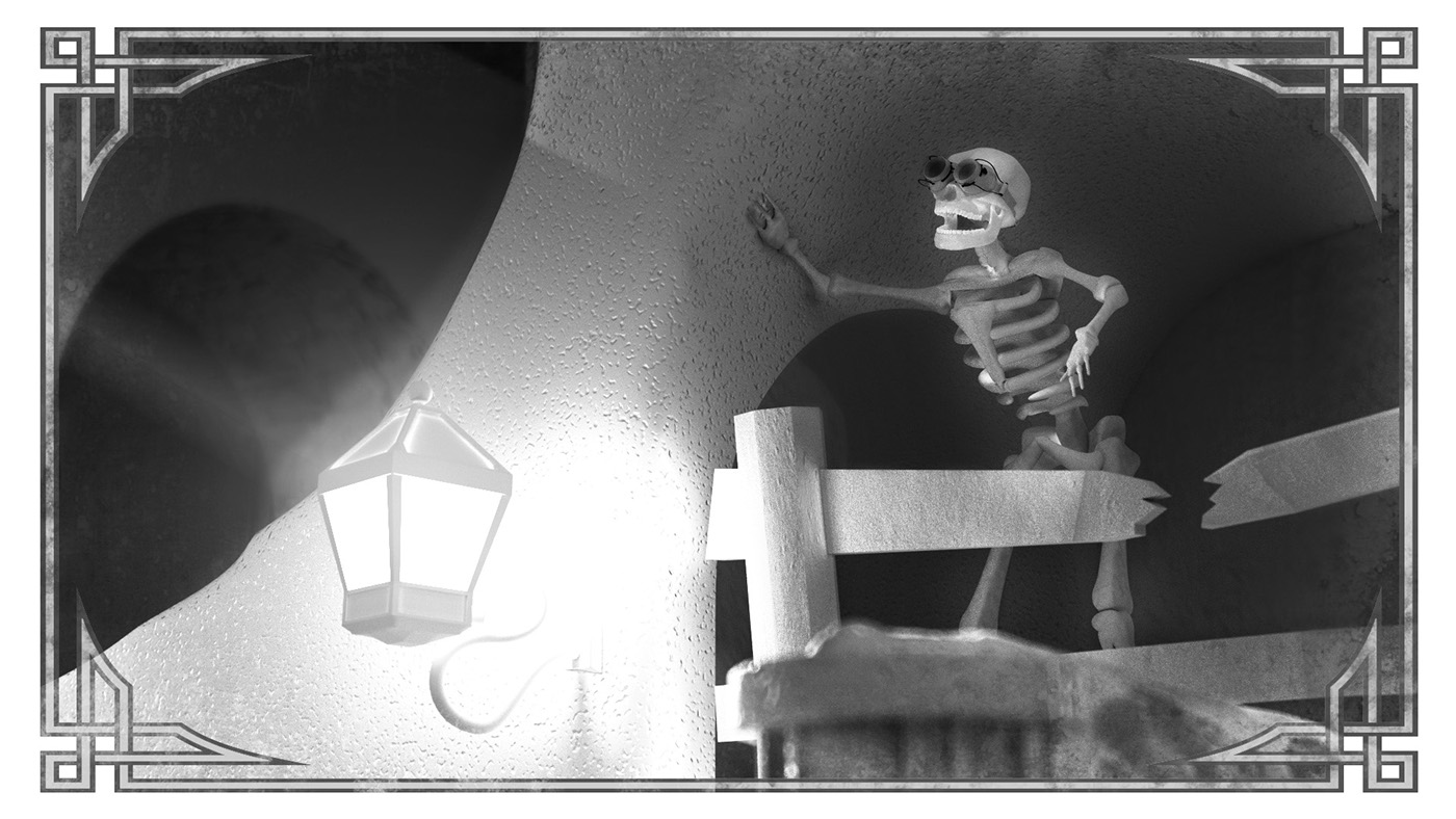 Halloween spooky nostalgic cartoon 3D model atmospheric creepy wacky Cinema Film  