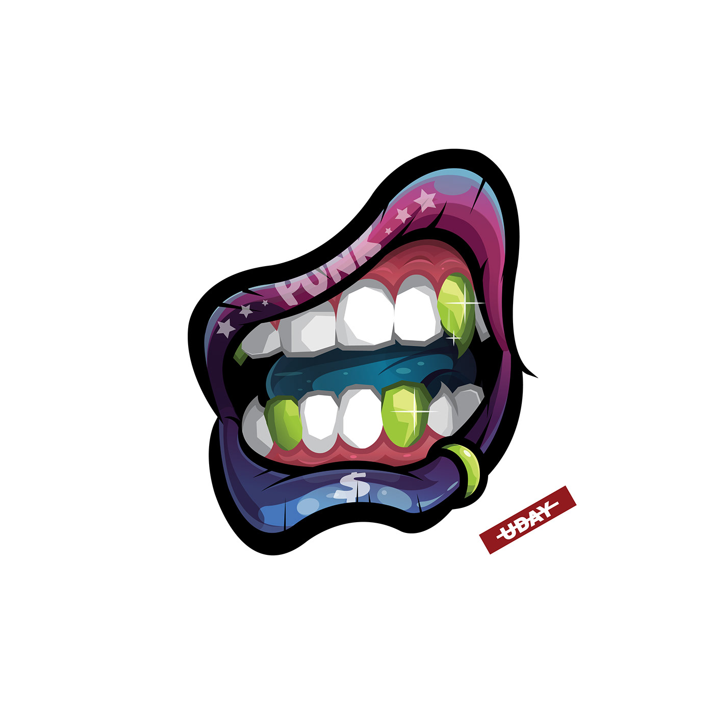 fangs grill lips piercing punk study Style teeth vector