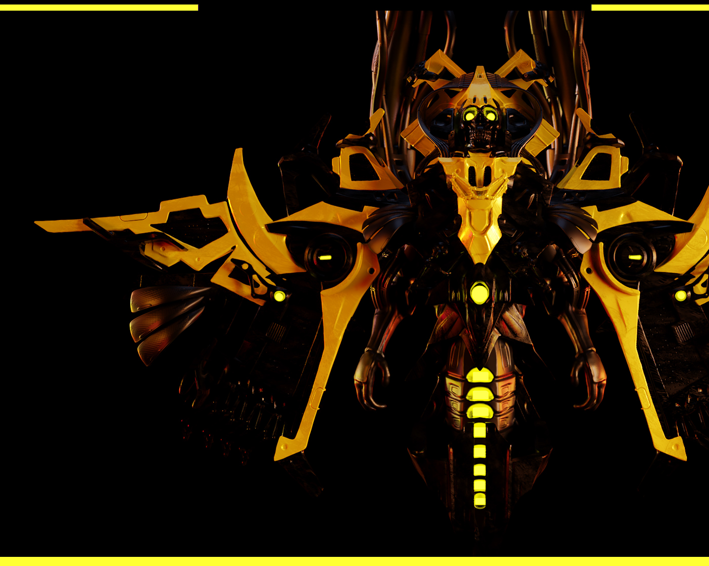3D Zbrush HardSurface concept sci-fi dark moth skull techno