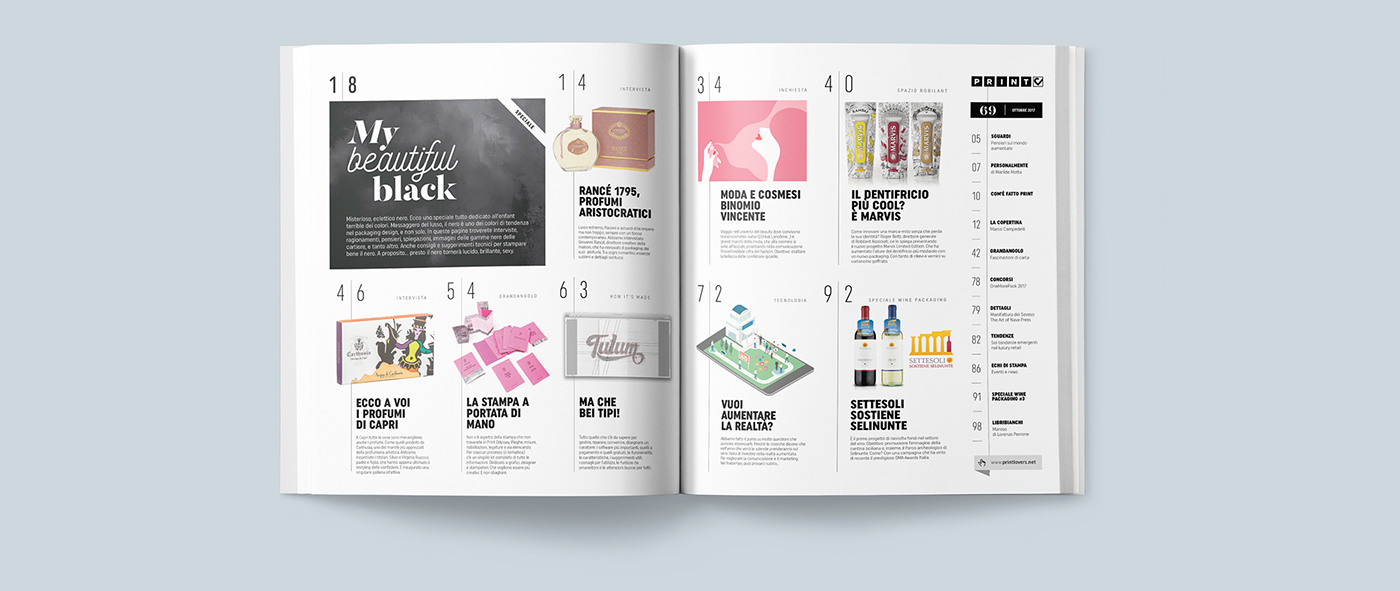 print magazine Layout Italy Packaging color paper