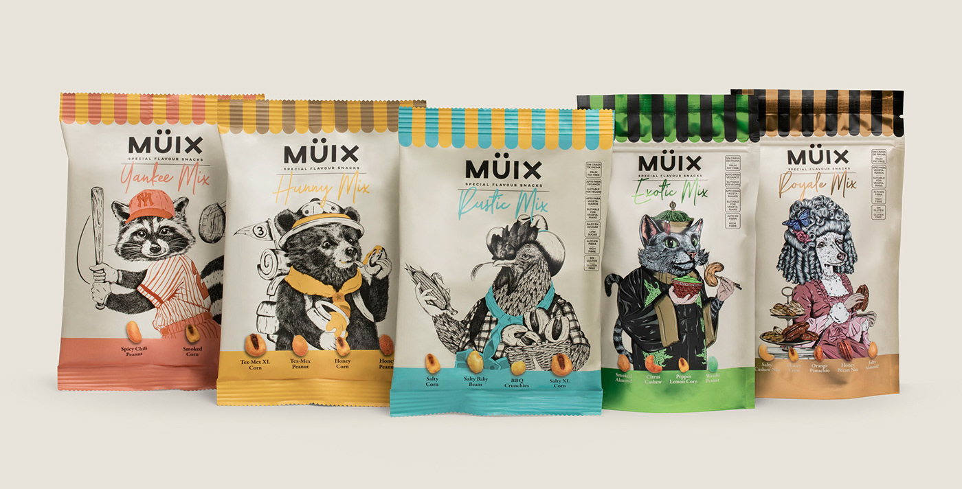 branding  Food  ILLUSTRATION  Packaging packaging design snacks food design gourmet Meteorito nuts