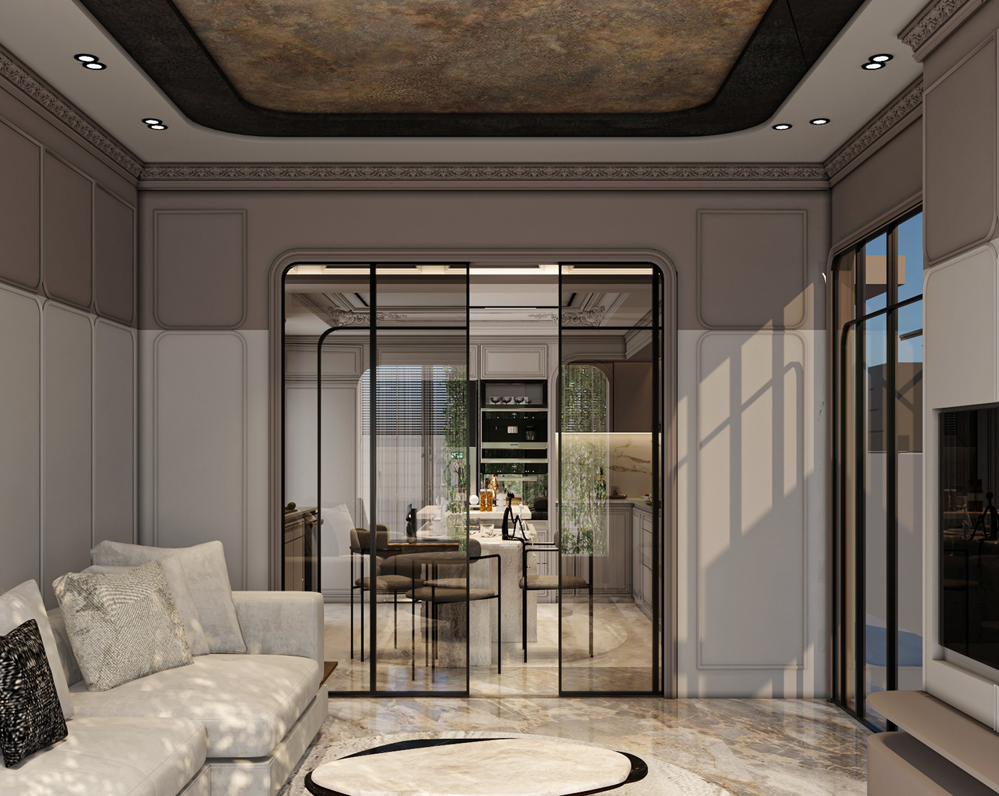living room luxury NEWCLASSIC Classic modern Render interior design  visualization archviz nowclassicdesign