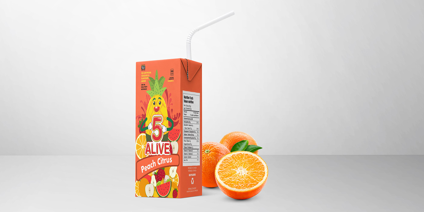 five alive Juice Box Mockup packaging design Brand Development package branding kids juice juice box minute maid ILLUSTRATION 