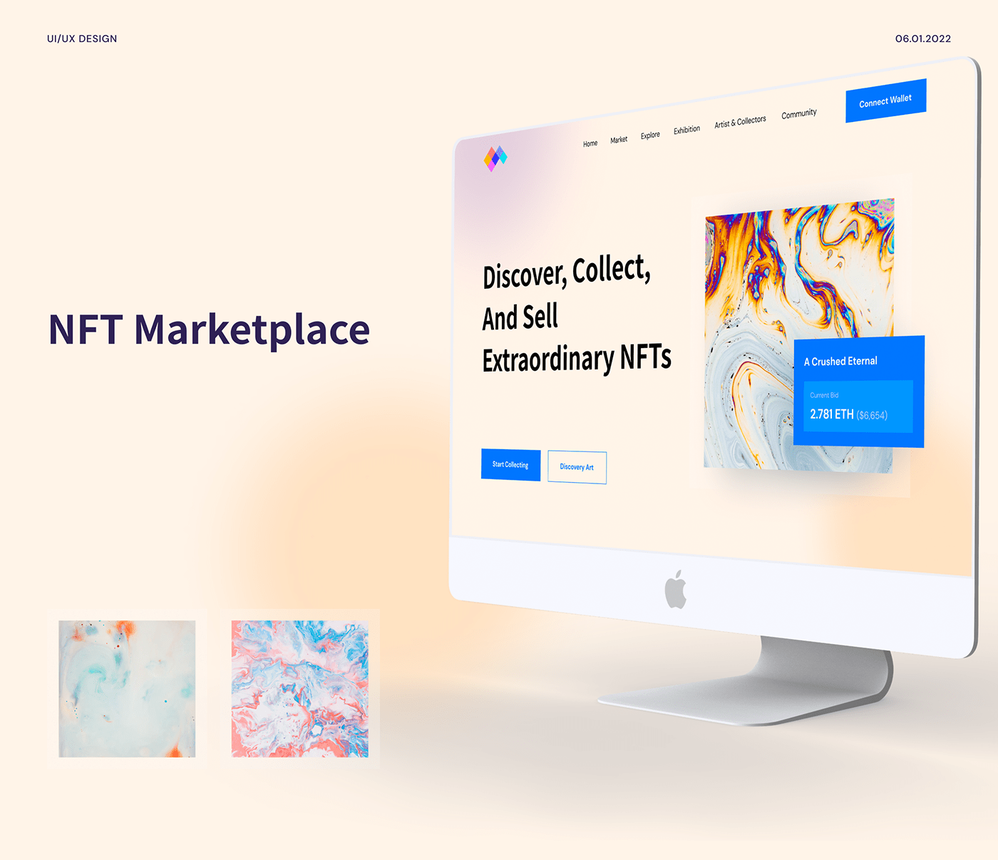 Interface Marketplace UI/UX blockchain fintech app NFT App nft marketplace Mobile app user experience design