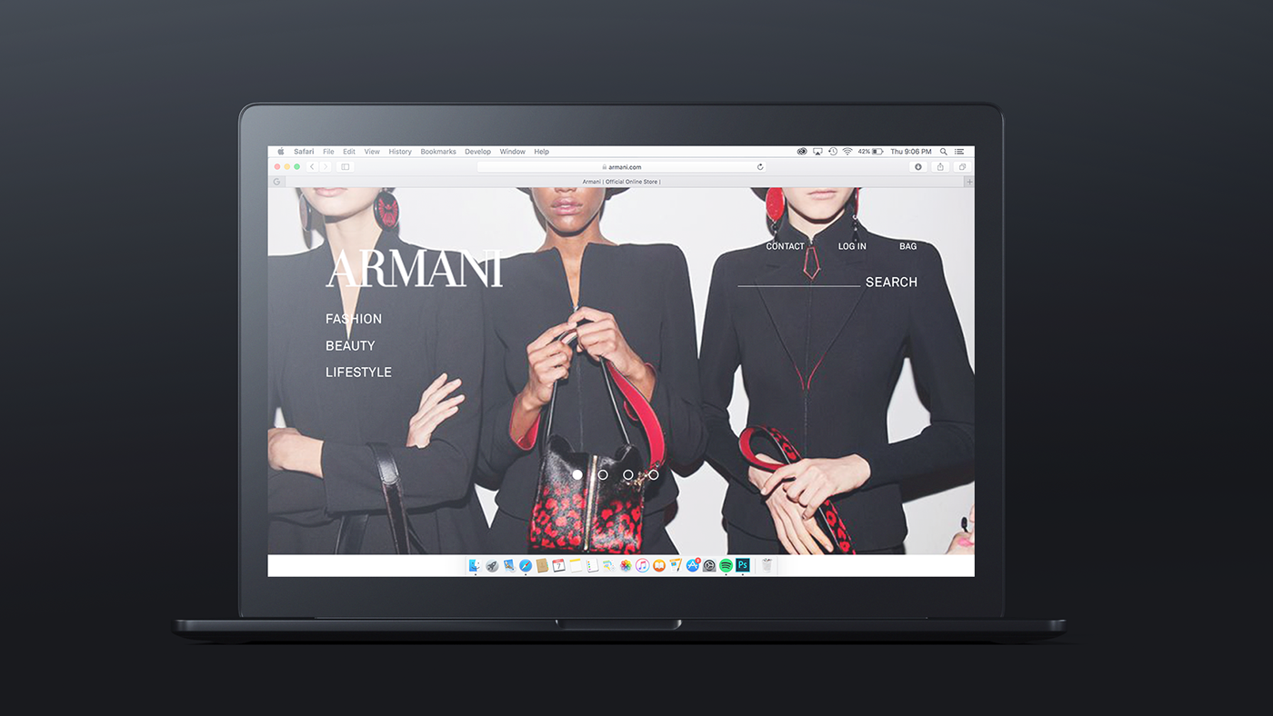 armani redesign UI/UX user experience user interface Website Design website redesign fashion branding branding  Brand Design