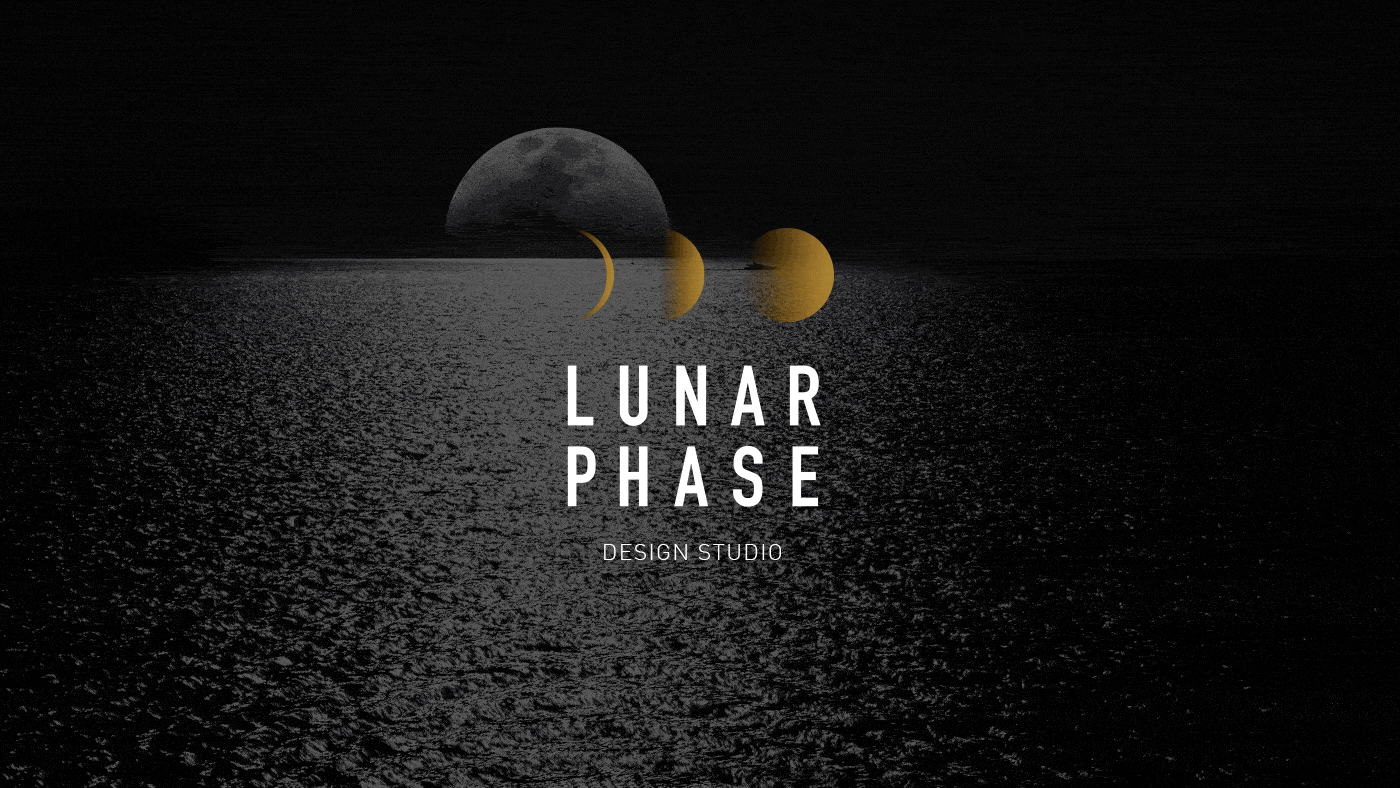 identity brand moon lunar phase black White luna graphic