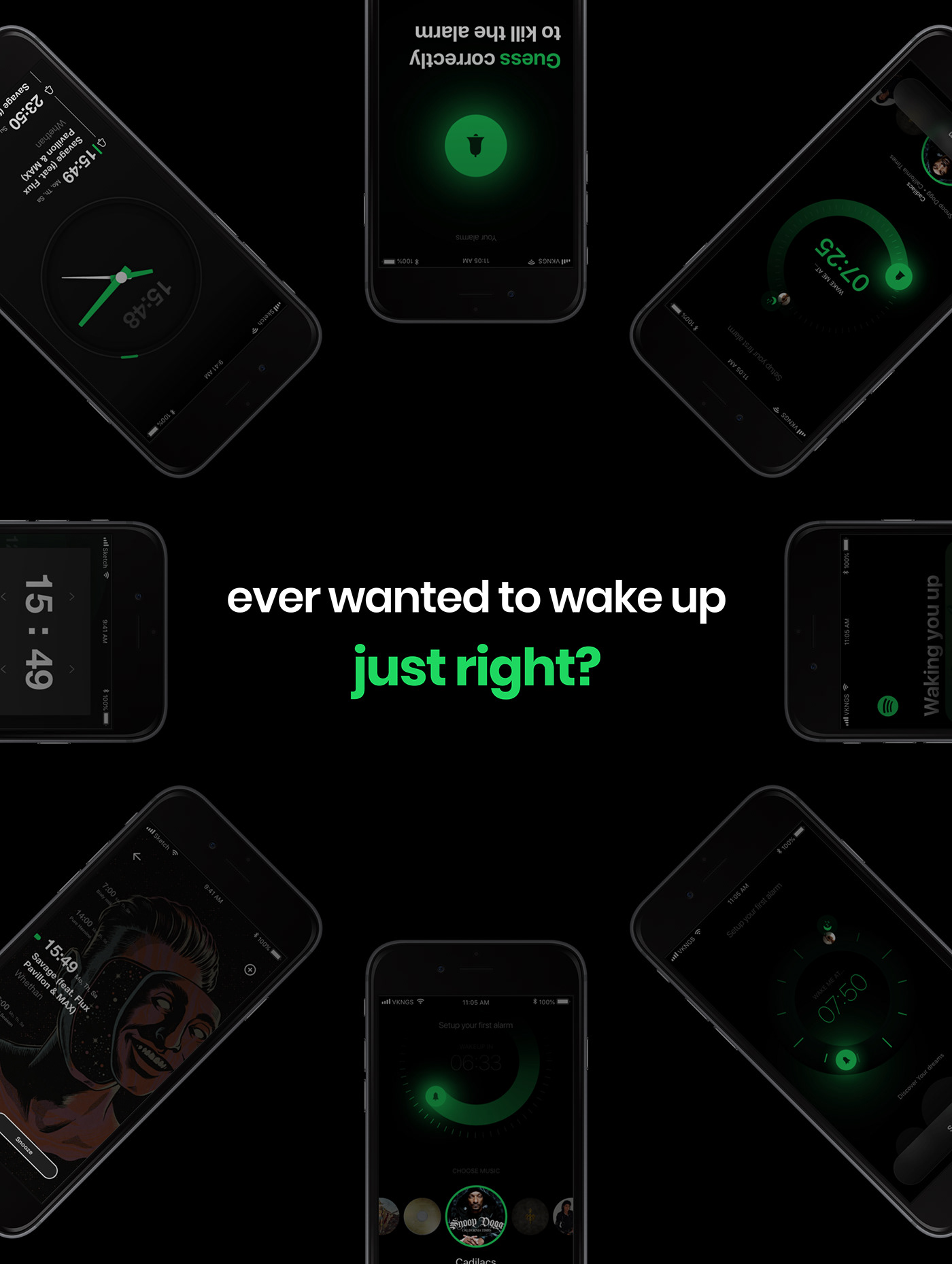app Mobile app mobile UI GUI spotify ux ID Alarm clock clock