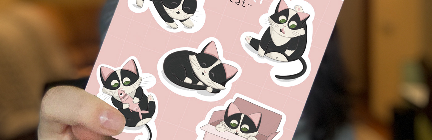 animals Drawing  ILLUSTRATION  sticker pack Cat stickers children illustration