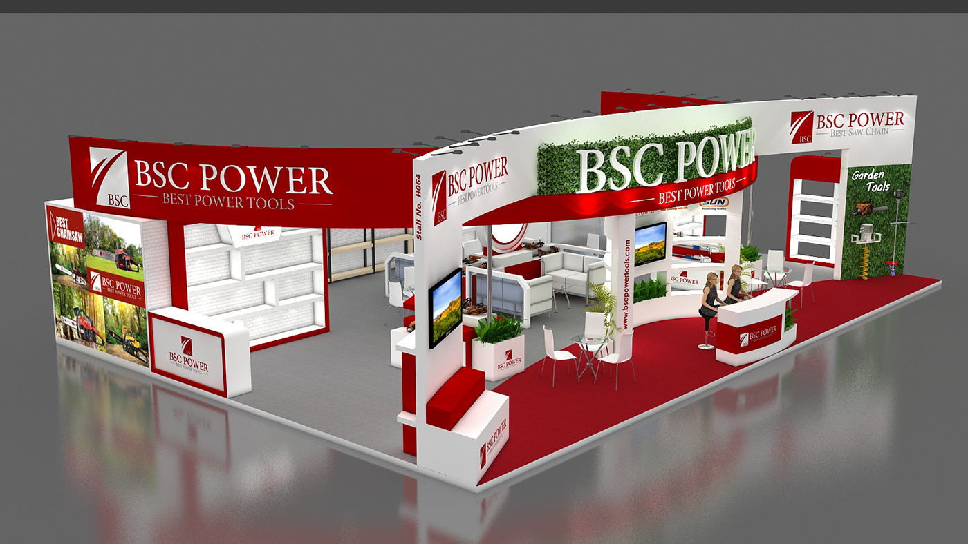 3 sides open exhibtion booth exhibition stand 3d design