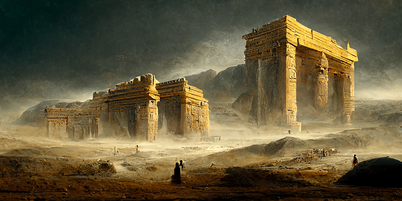 desert Digital Art  egypt environment fantasy Landscape Mattepainting midjourney temple