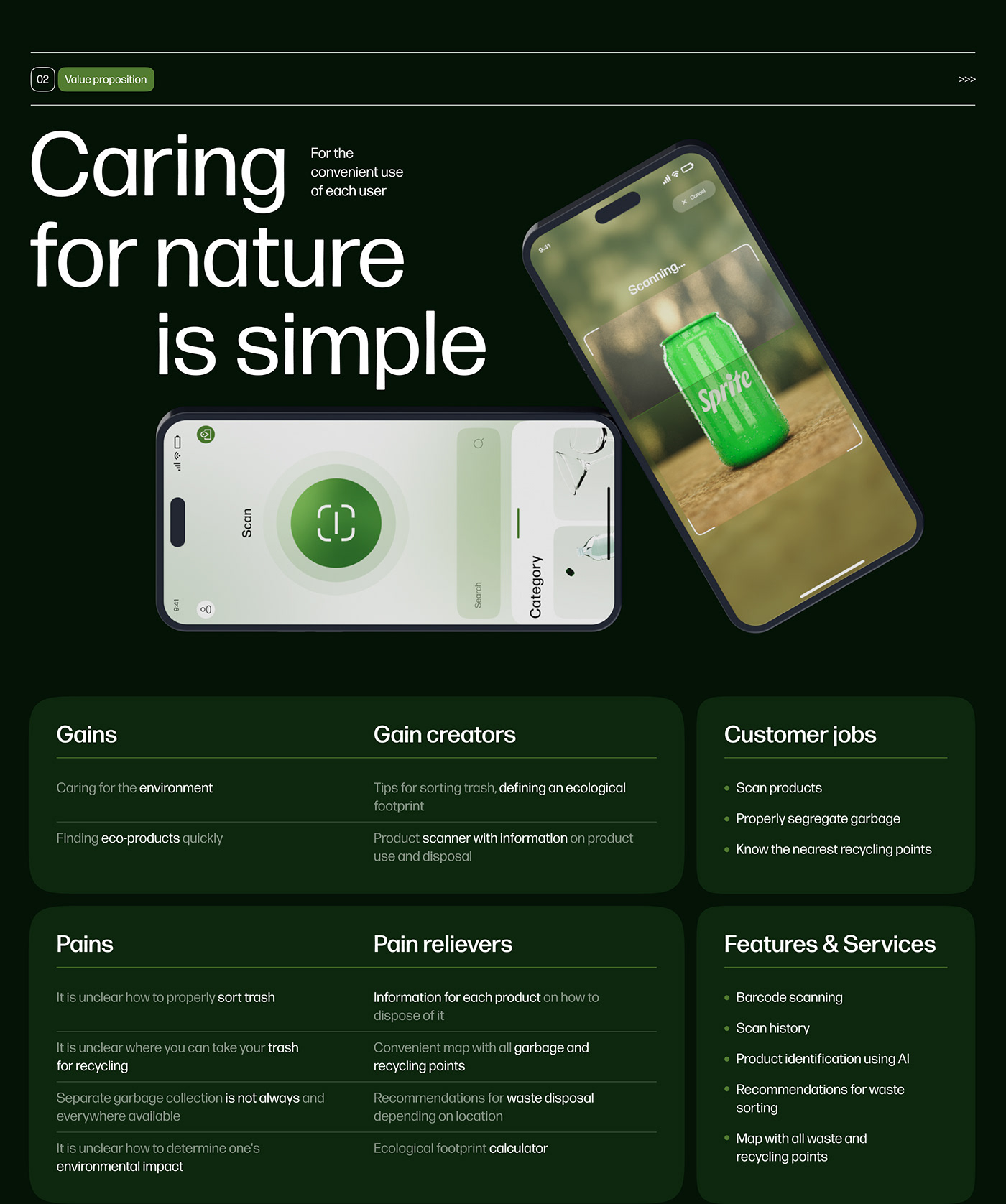 Ecology garbage app UI/UX Mobile app green eco scan 3D c4d