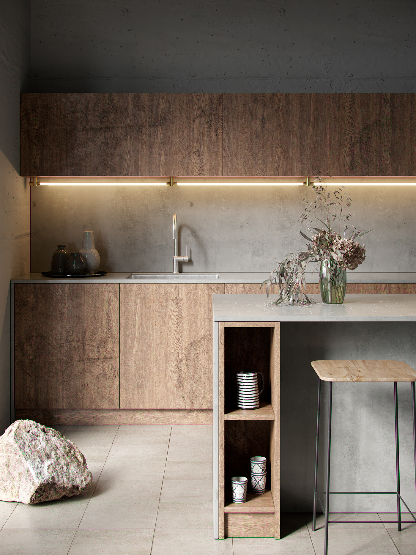 3dsmax visualization design Interior interiordesign kitchen Render CG CoronaRender  LOFT