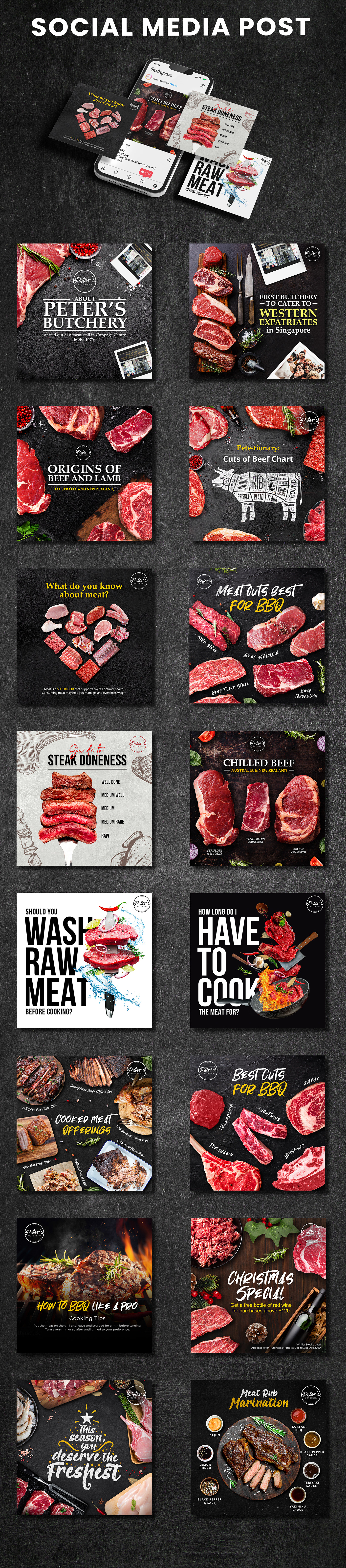 graphic design  social media marketing Social media post design meat Food  Adobe Photoshop adobe illustrator butcher