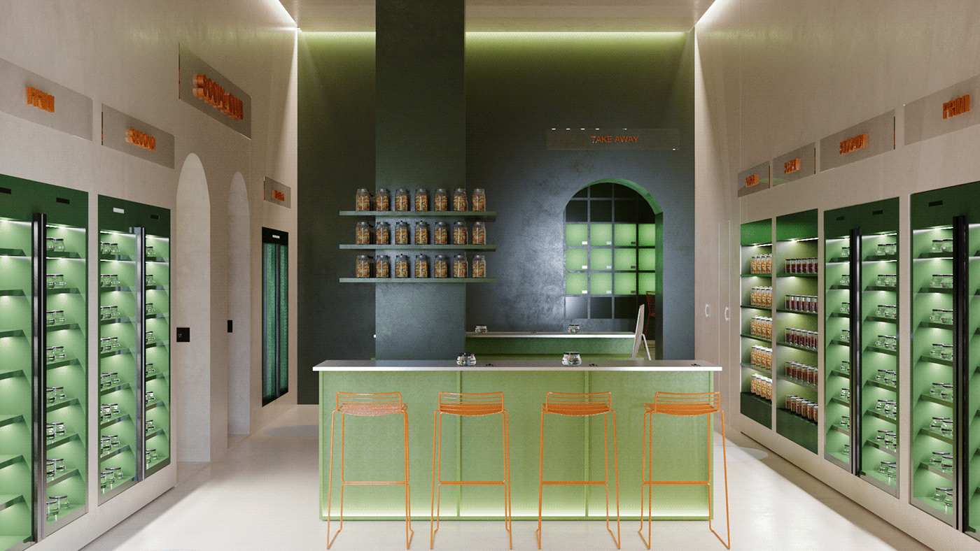 restaurant Food  interior design  3D delivery 3ds max corona design architecture Render