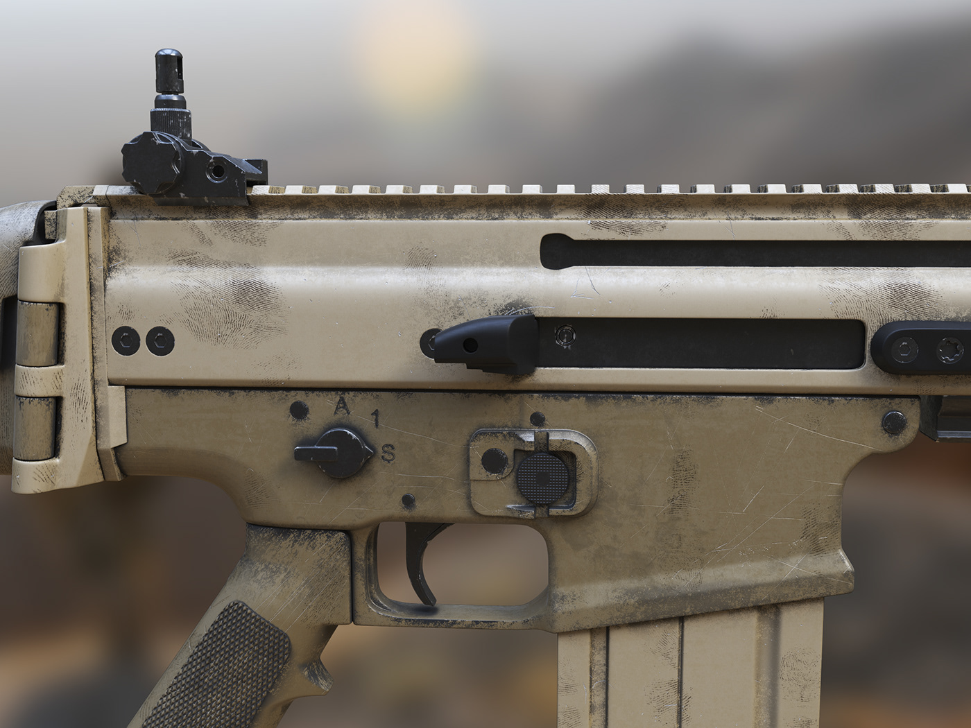 3D weapon 3D Rifle vray gpu