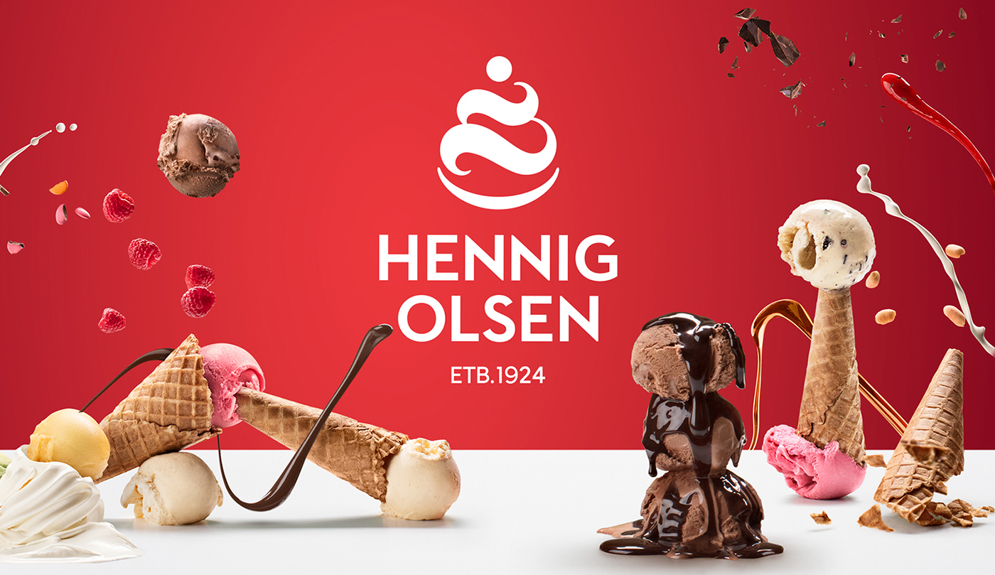 branding  BRANDREFRESH Hennig-Olsen icecream icecreambrand identitydesign logo packaging design rebranding typography  