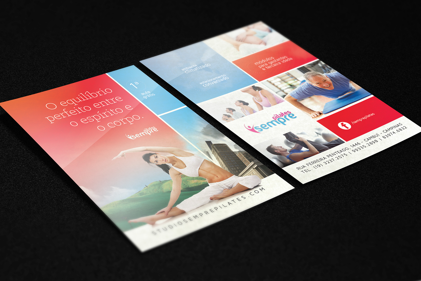 Pilates folder flyer folheto Yoga promocional