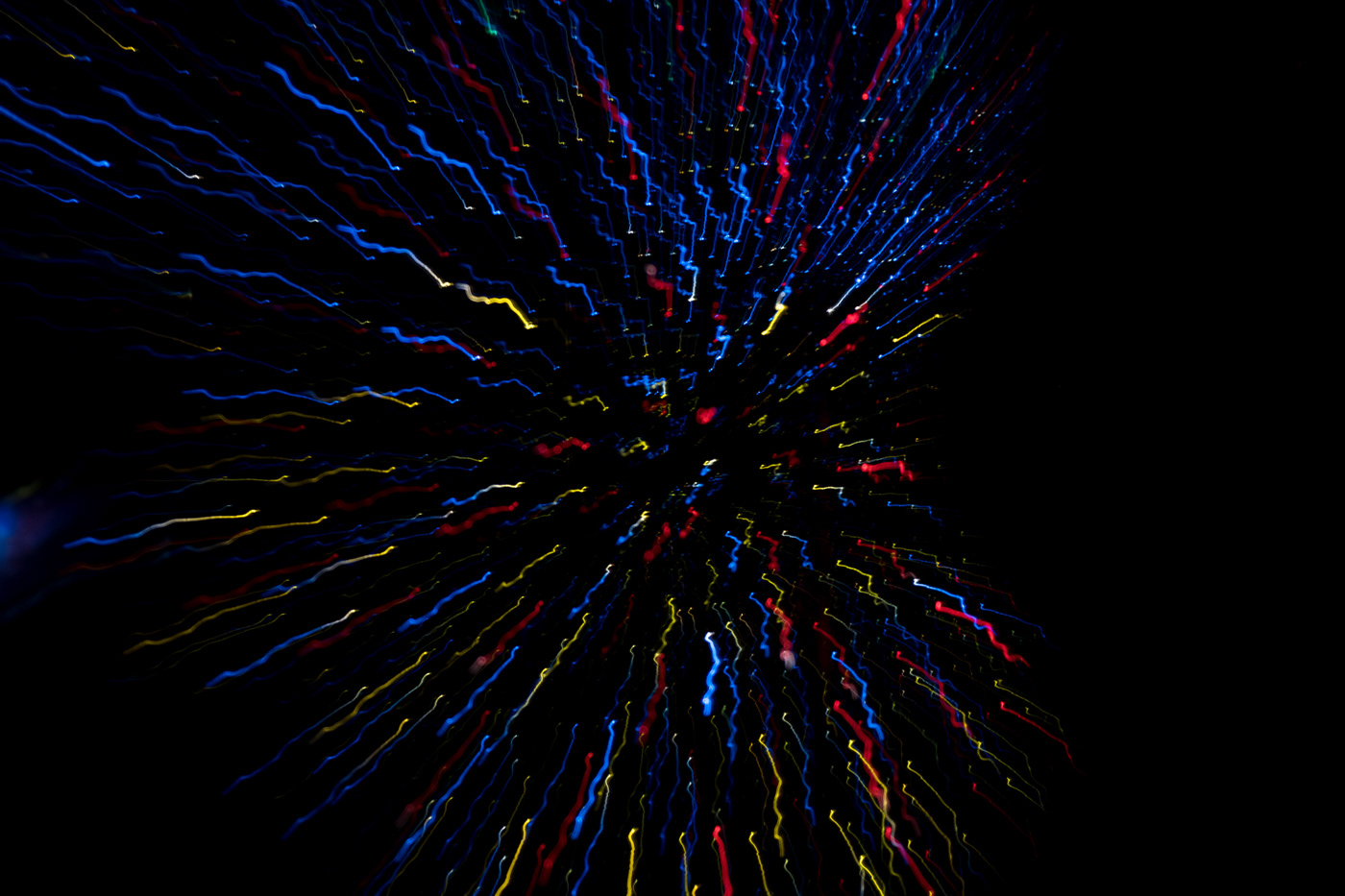 abstract zoom burst light trails.