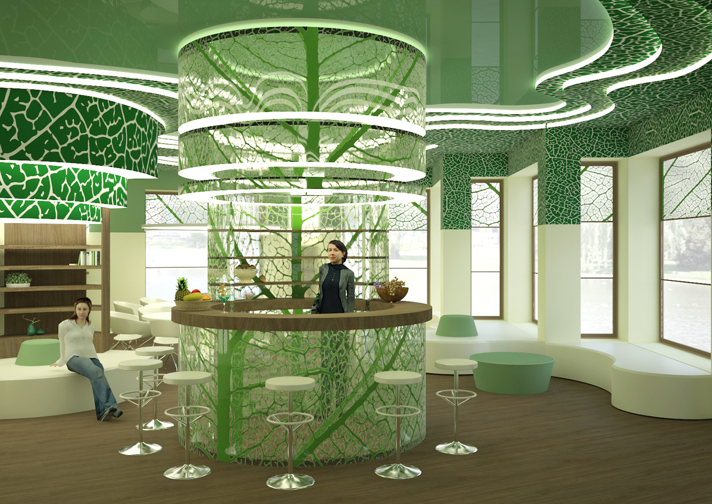 Project green study center club Nature leaf pattern Interior design