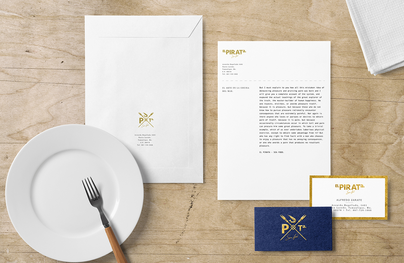 logo seafood stationary brand foil elegant monterrey mexico firm agency colors diestro