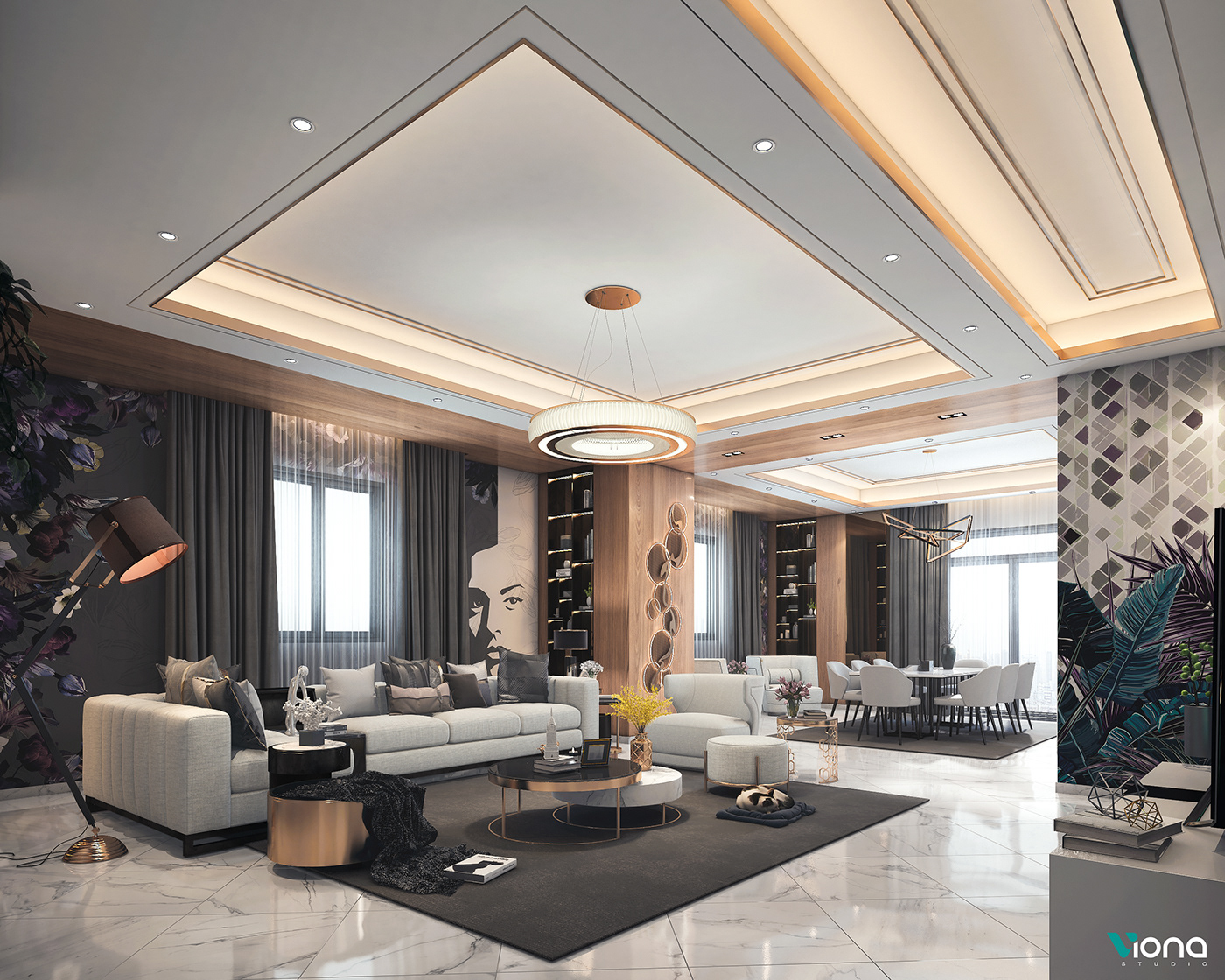 design Interior livingroom modern realistic Render Villa viona studio visual