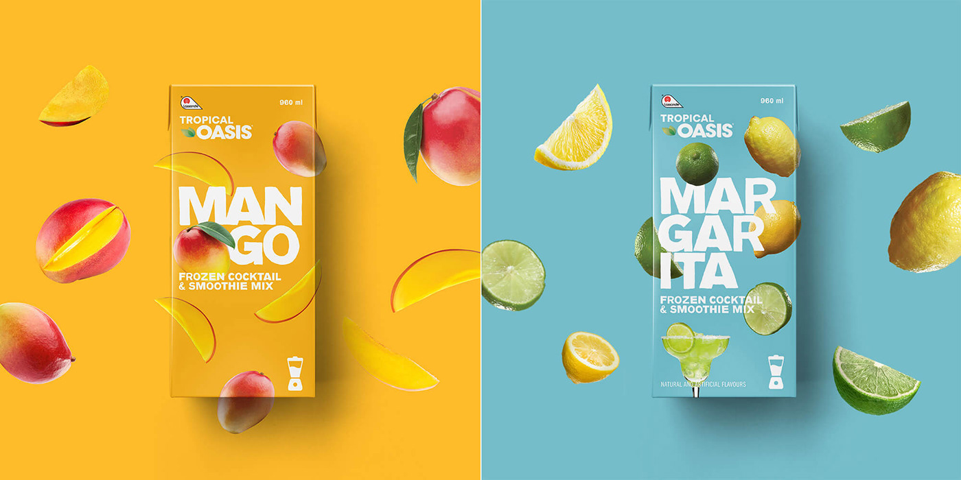 Packaging identity colors juice fruits oasis