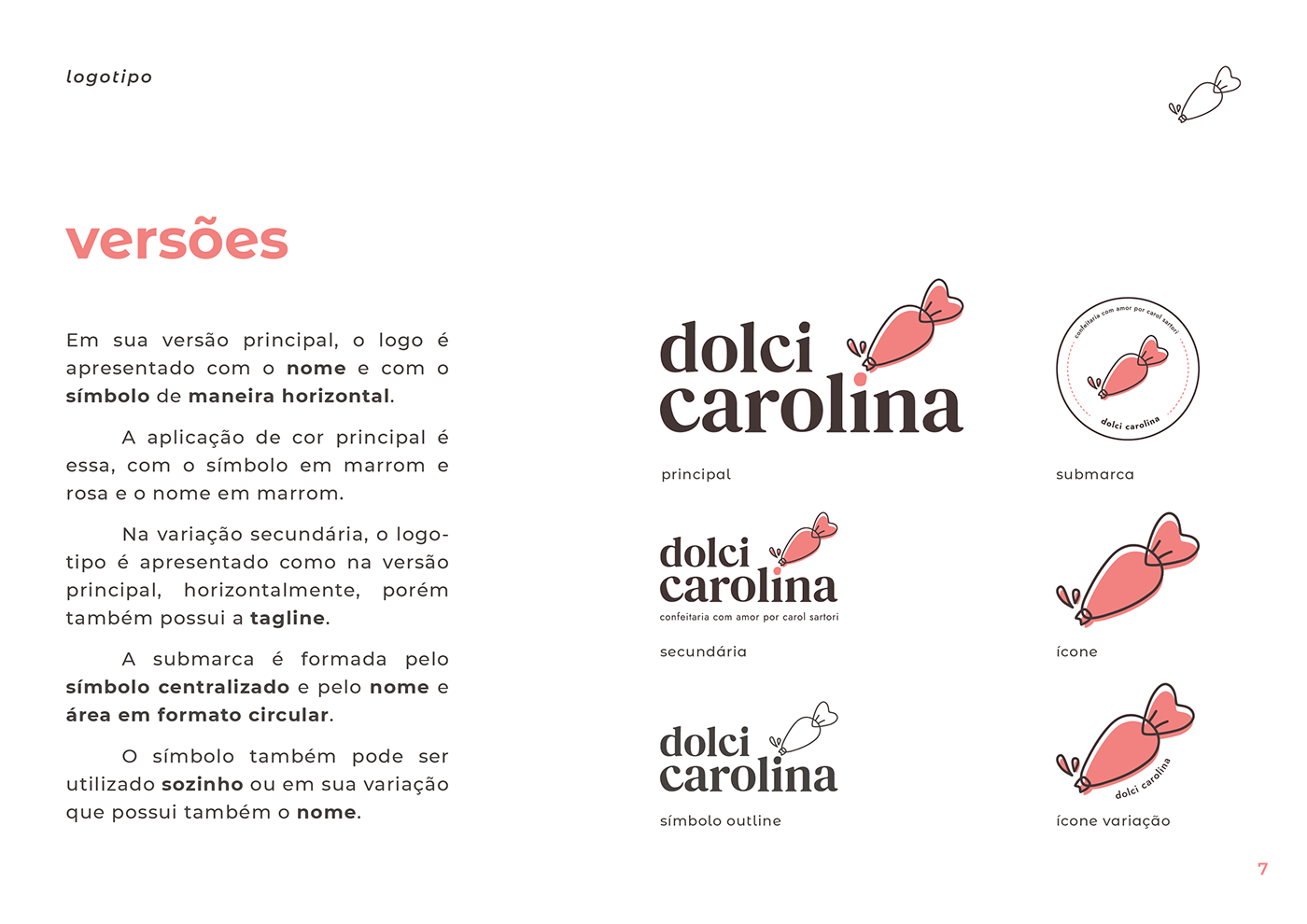 brandbook CONFEITARIA confeiteira doces guia de marca identidade visual Logotipo Manual da Marca Manual de Marca bakery