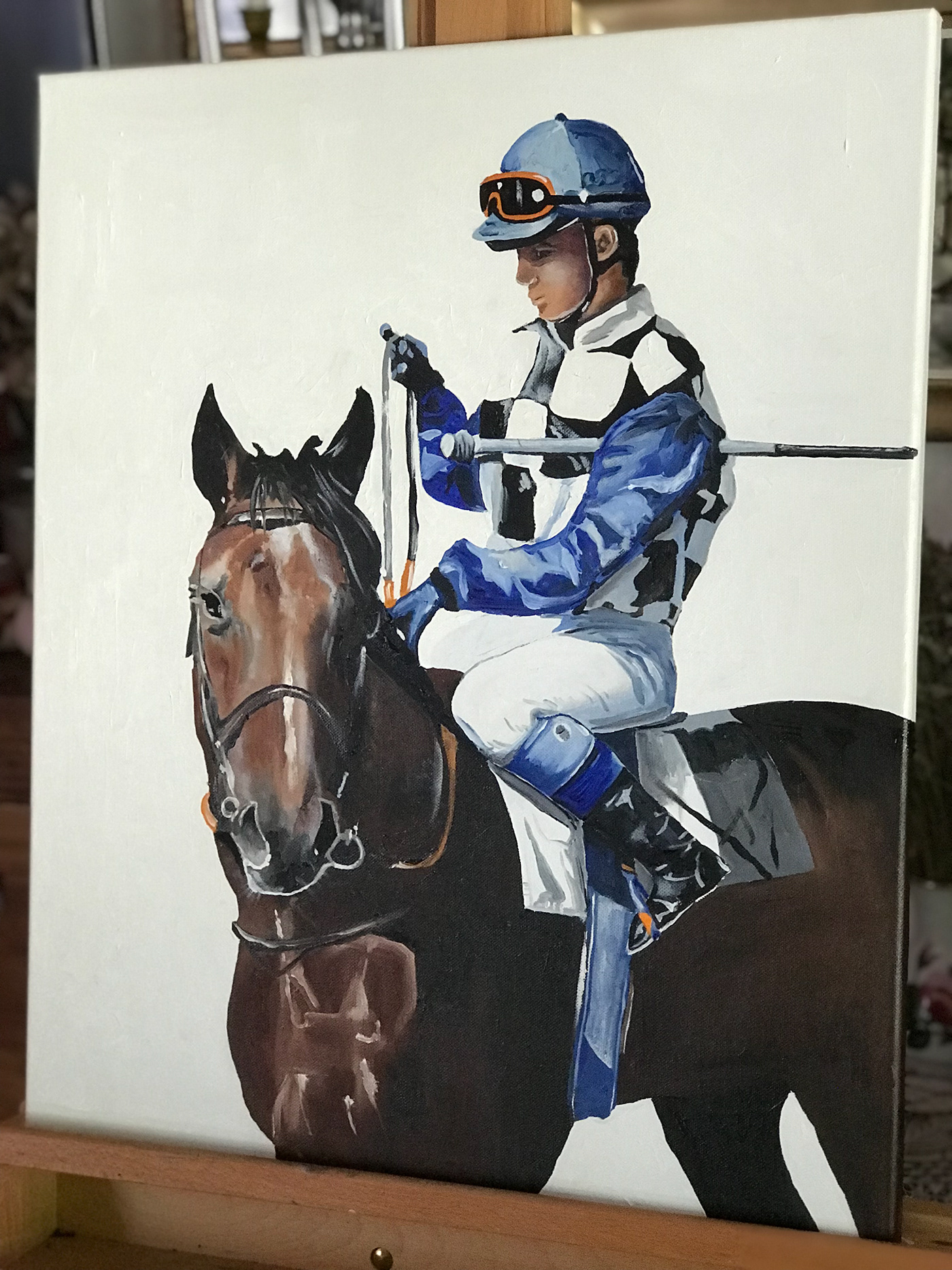 art Drawing  hippodrome horse jockey oil painting   Racing canvas