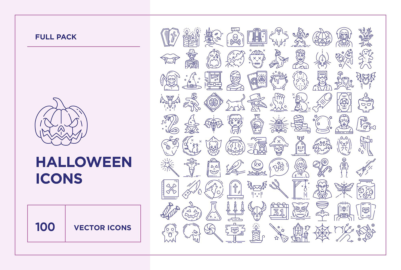 Halloween line icon logo vector free download icon set line art branding  logofolio