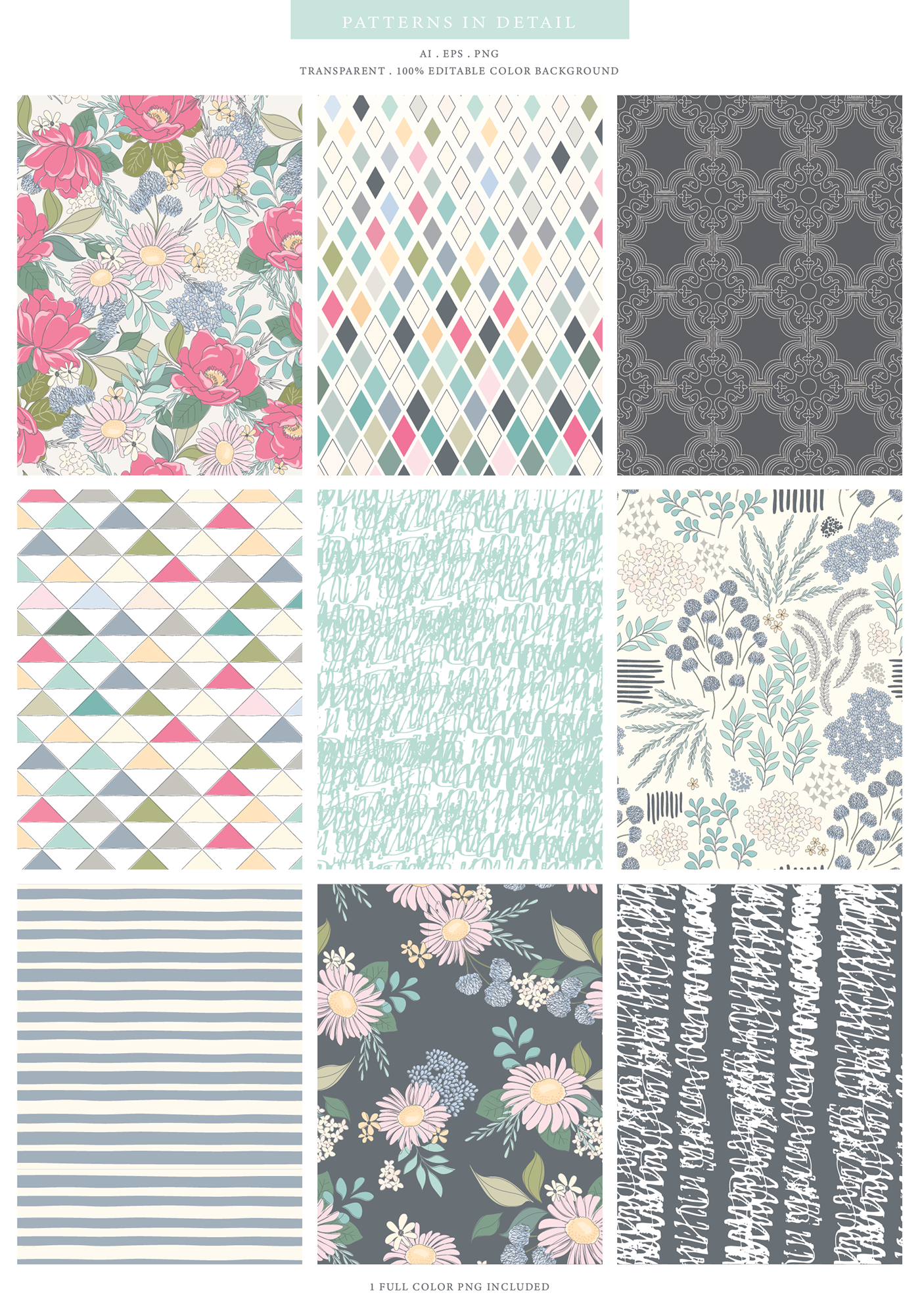 Patterns seamless floral vector geometric palette
