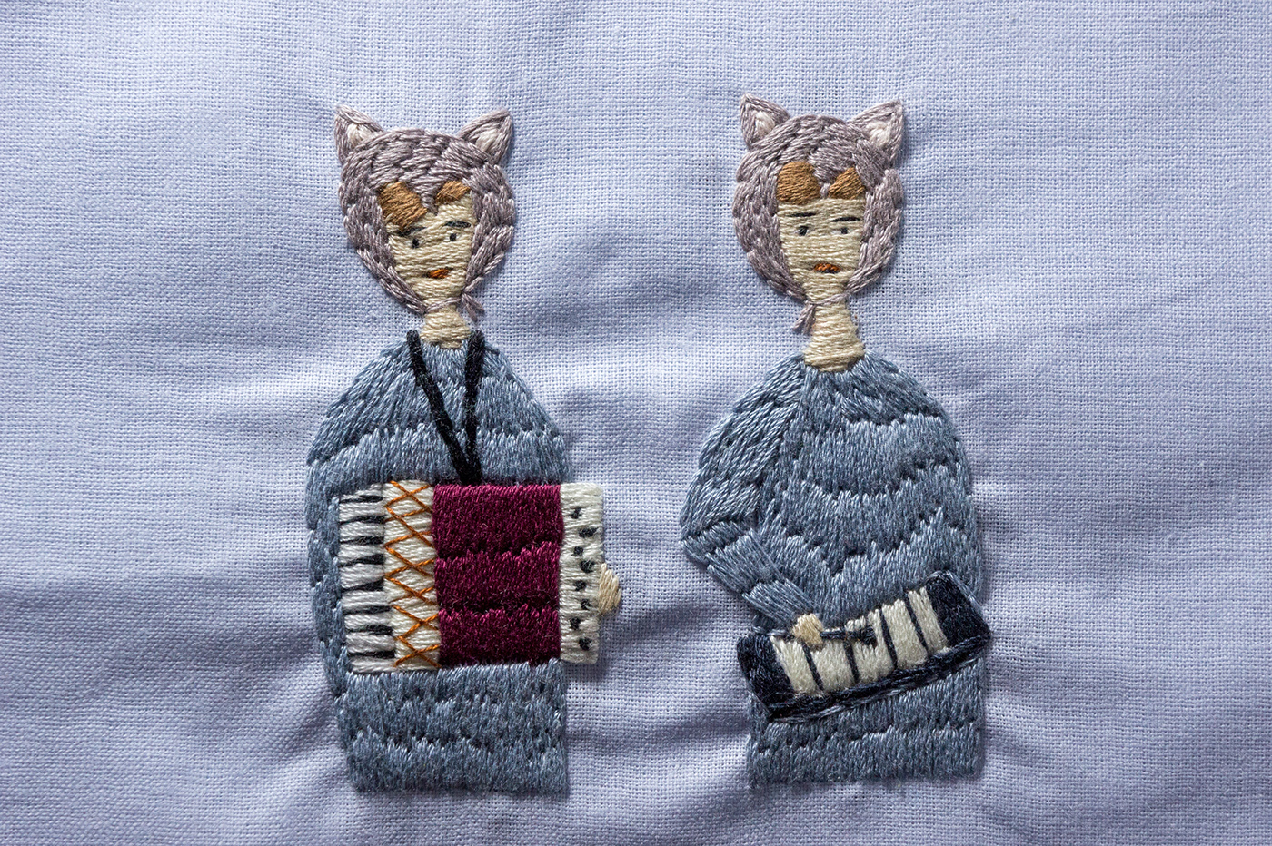 ILLUSTRATION  textile Cat music movie Embroidery вышивка обложка cover