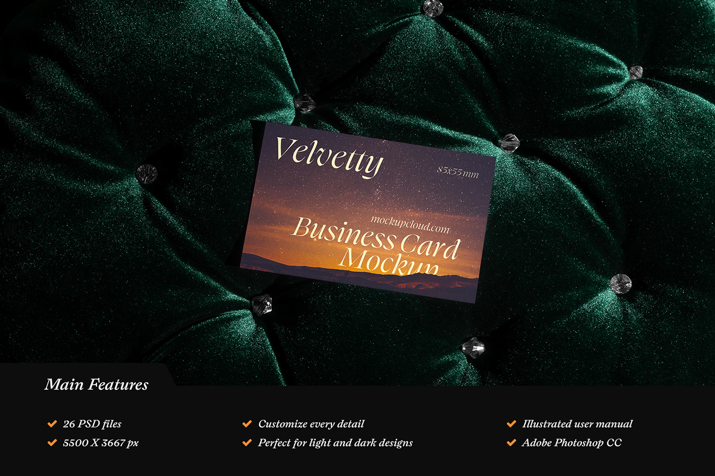 Velvetty Business Cards Branding Mockup