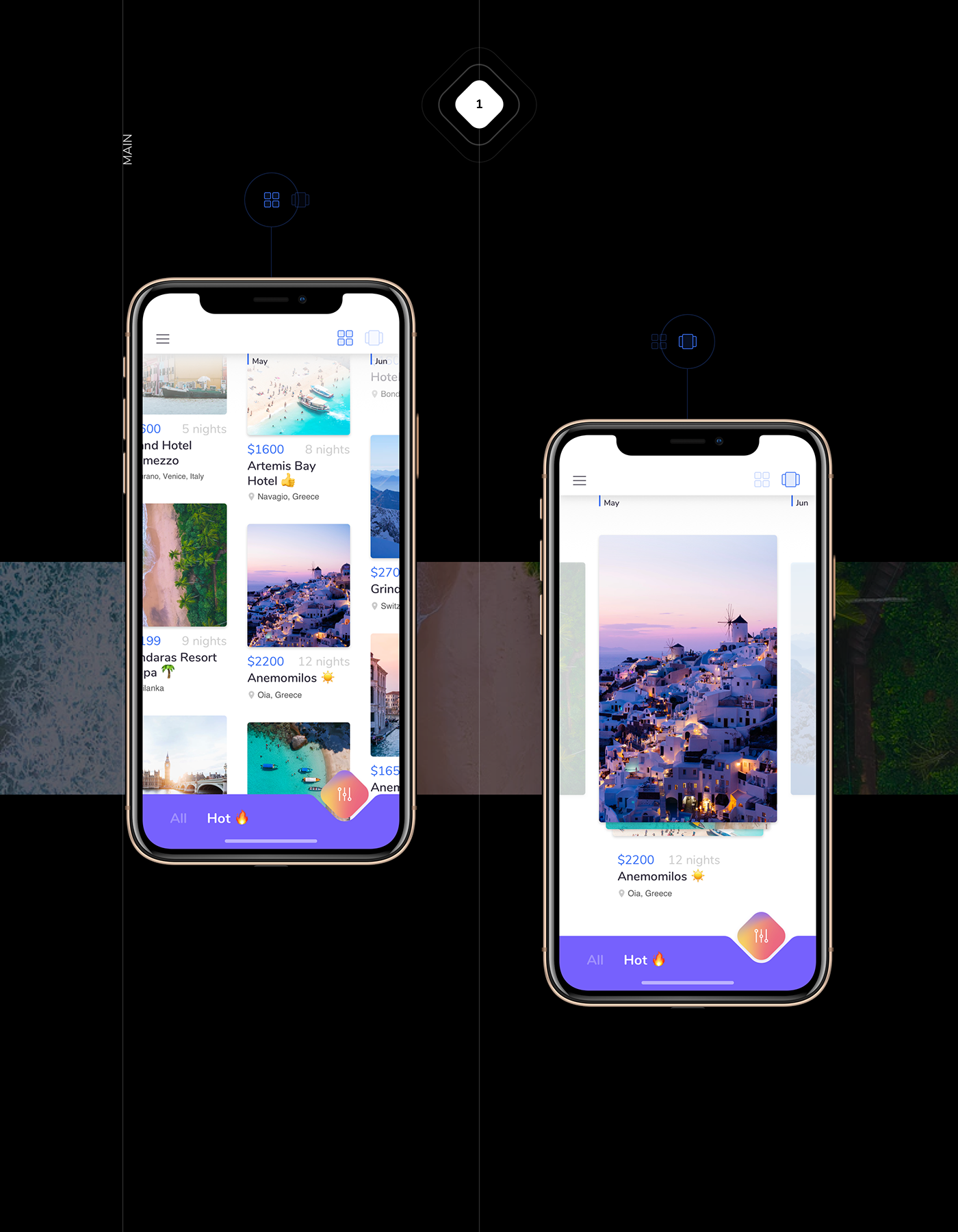 Travel app ios iphone tours scroll animation  principle UI ux
