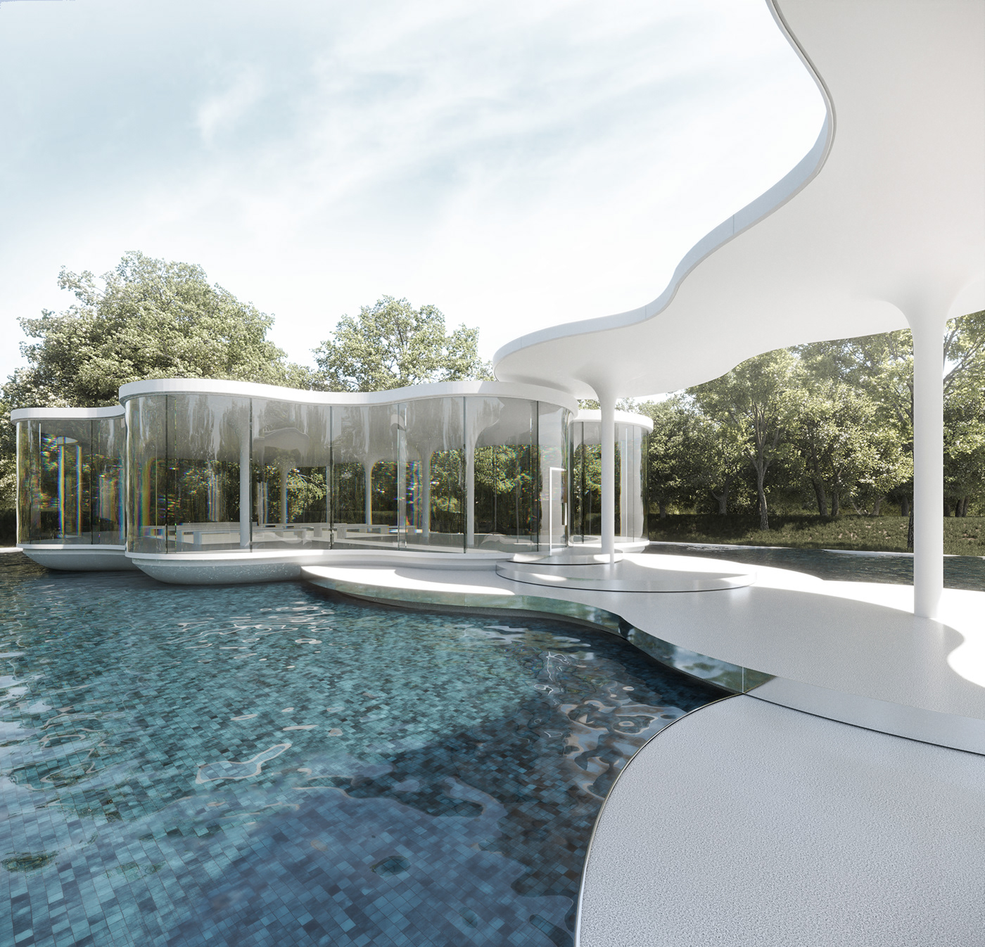 3D architecture Architekturvisualisierung CGI pavilion pavillon rendering visualization water