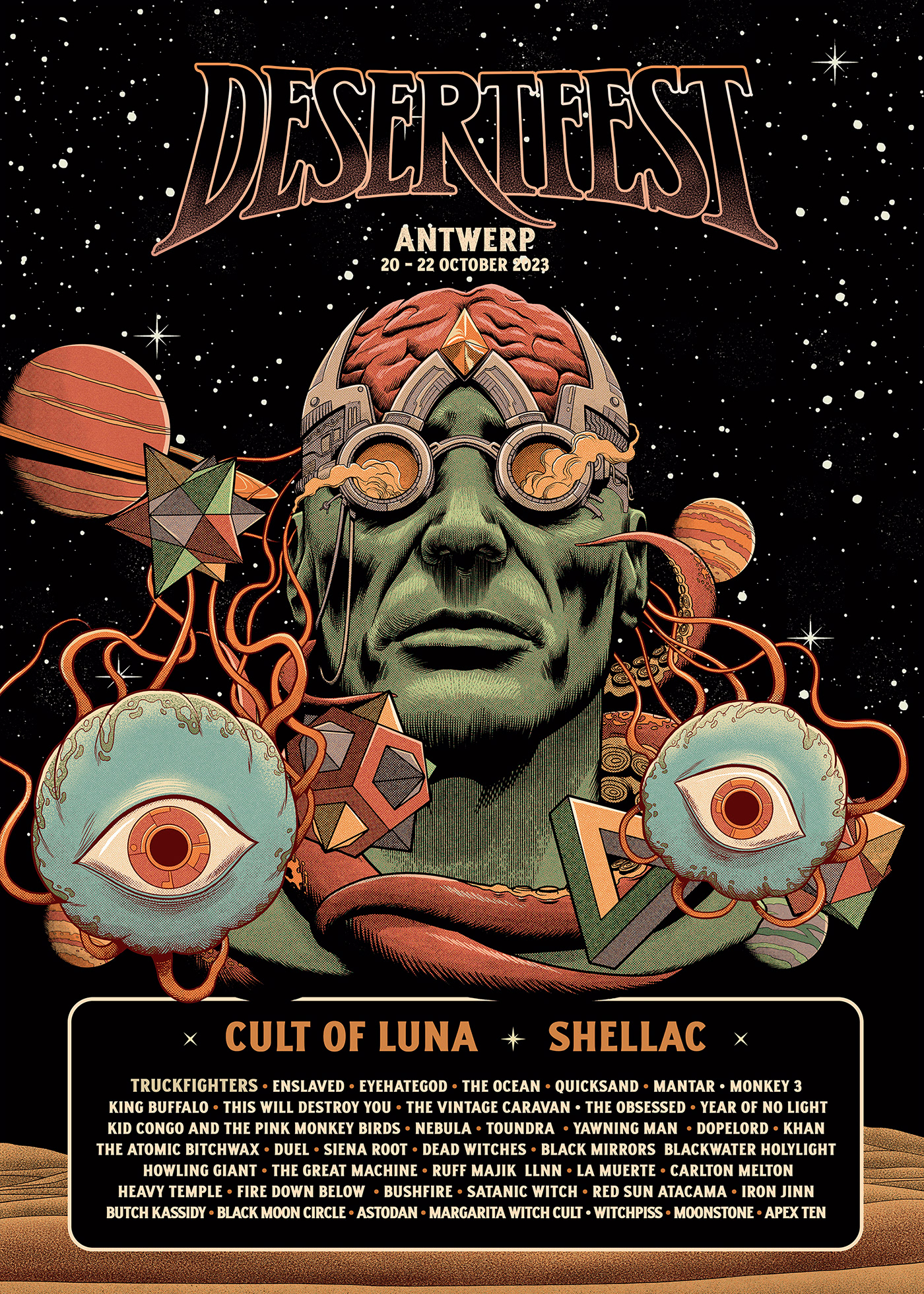 ILLUSTRATION  poster Show music gig poster psychedelic Scifi festival desert motion graphics 