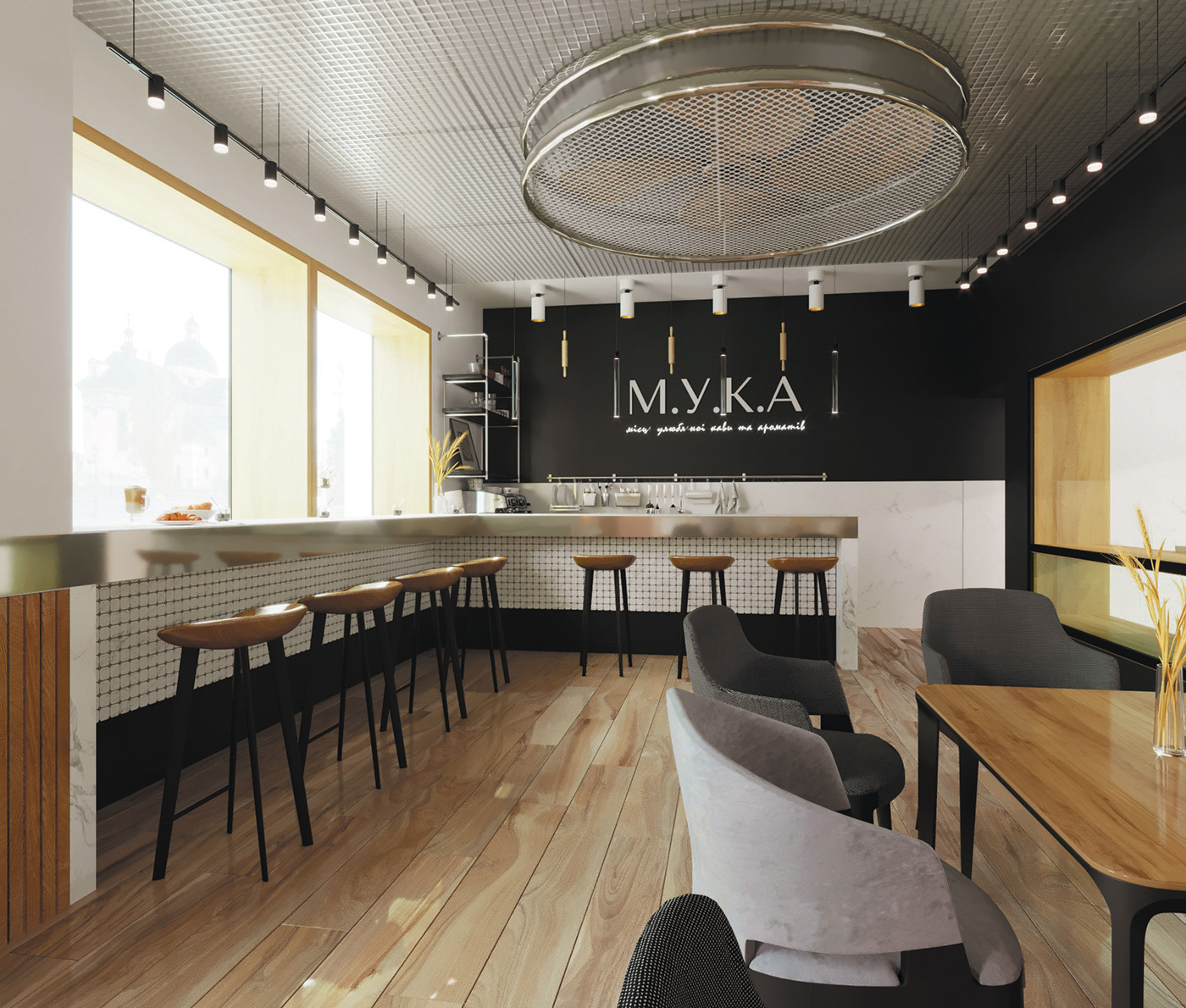 cafe visual identity interior design  ukrainian design visualization 3D 3ds max corona